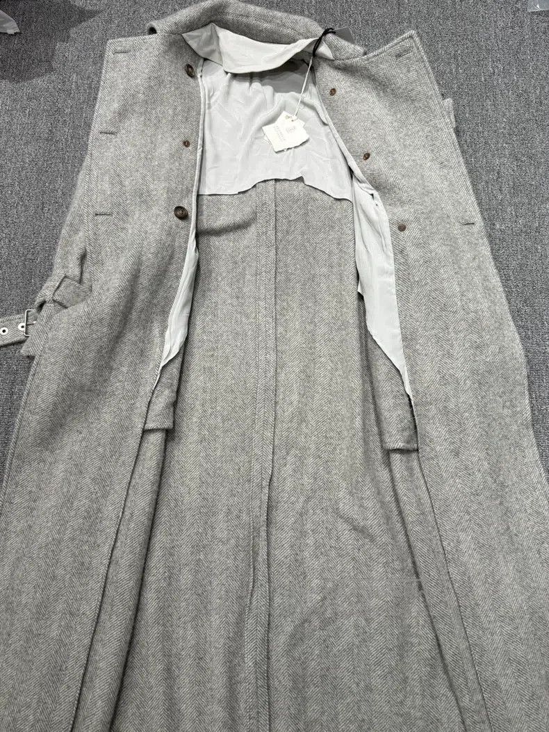 Brunello Cucinelli Brunello Cucinelli Gray Herringbone Wool Coat Size XS / US 0-2 / IT 36-38 - 5 Thumbnail