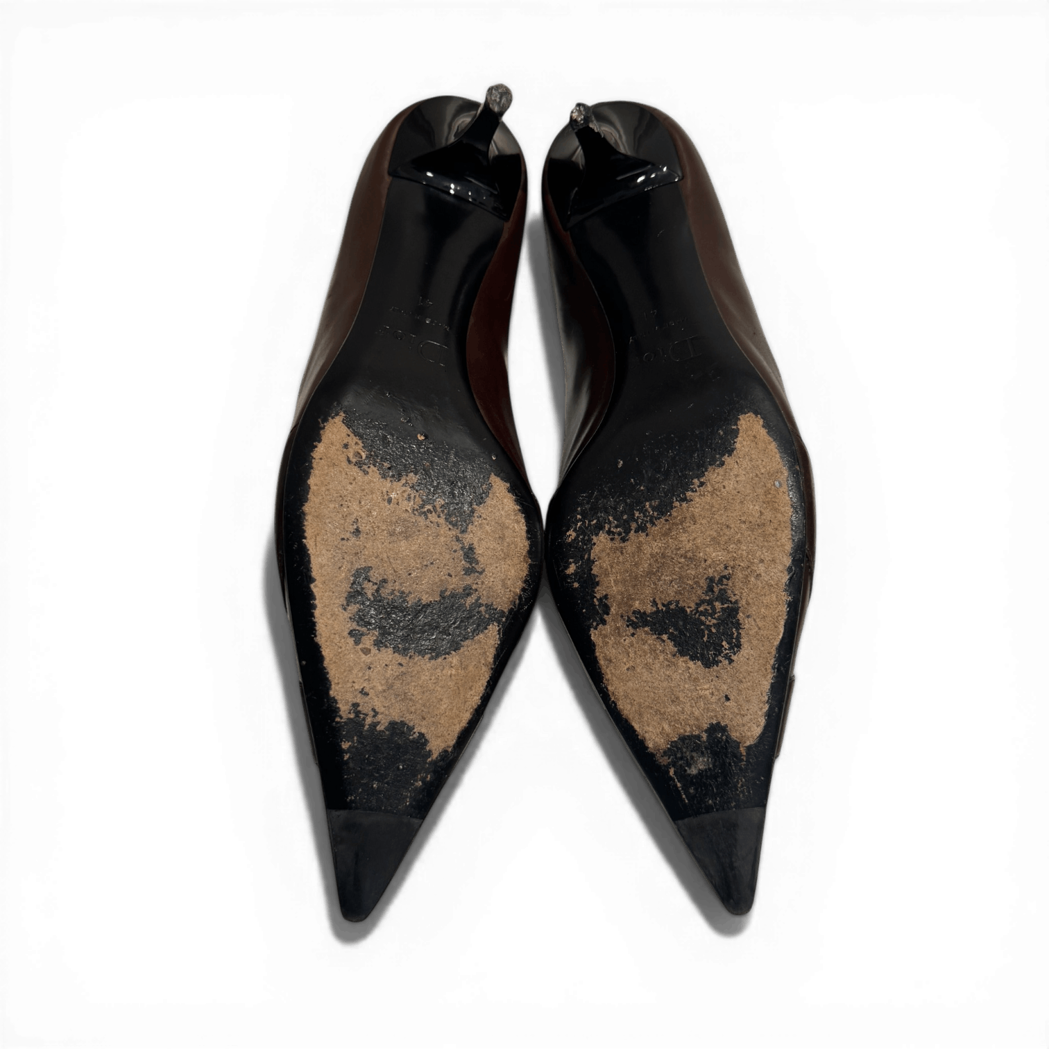 Dior 2002 by John Galliano Metal Logo Chocolate Heels Size US 11 / IT 41 - 6 Thumbnail