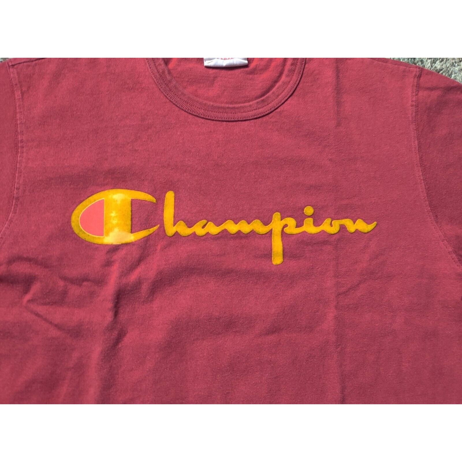 Champion Champion Shirt Adult Mens Large Dark Red Spell Out Logo Shor Size US L / EU 52-54 / 3 - 2 Thumbnail