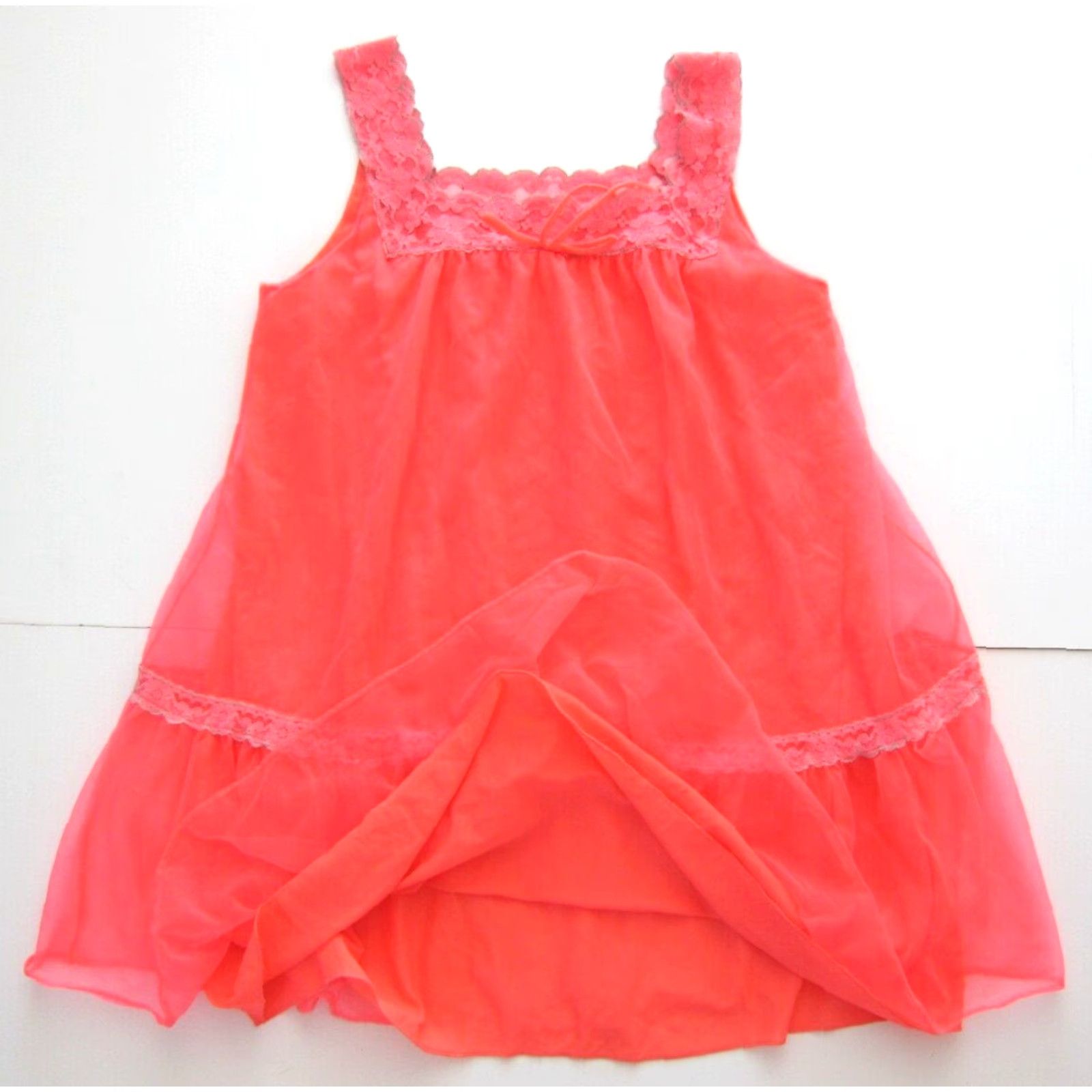 Vintage VINTAGE Aristocraft Neon Pink Lace Nylon Camisole Chemise Slip Nightgown Dress Medium Size M / US 6-8 / IT 42-44 - 8 Thumbnail