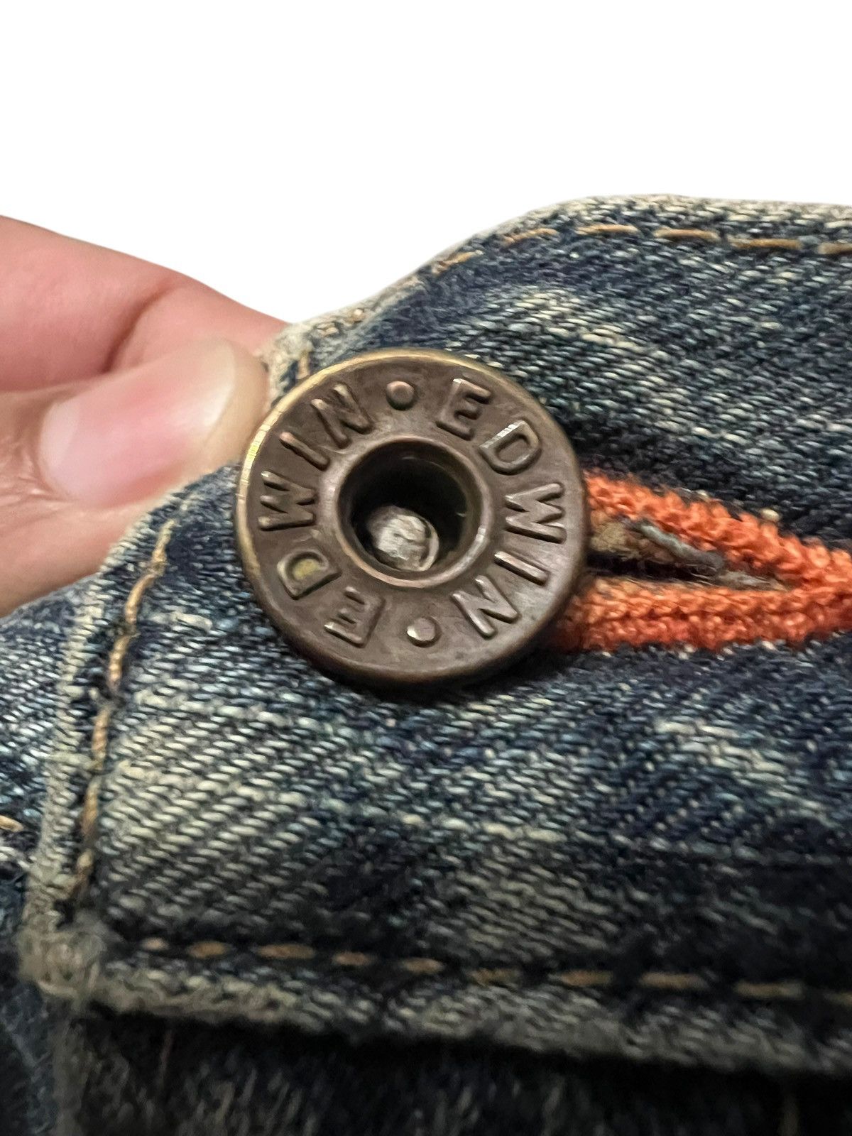 Edwin 💥Baggy💥Vintage Edwin XVS Faded Distress Backle Back Jean Size US 37 - 10 Thumbnail