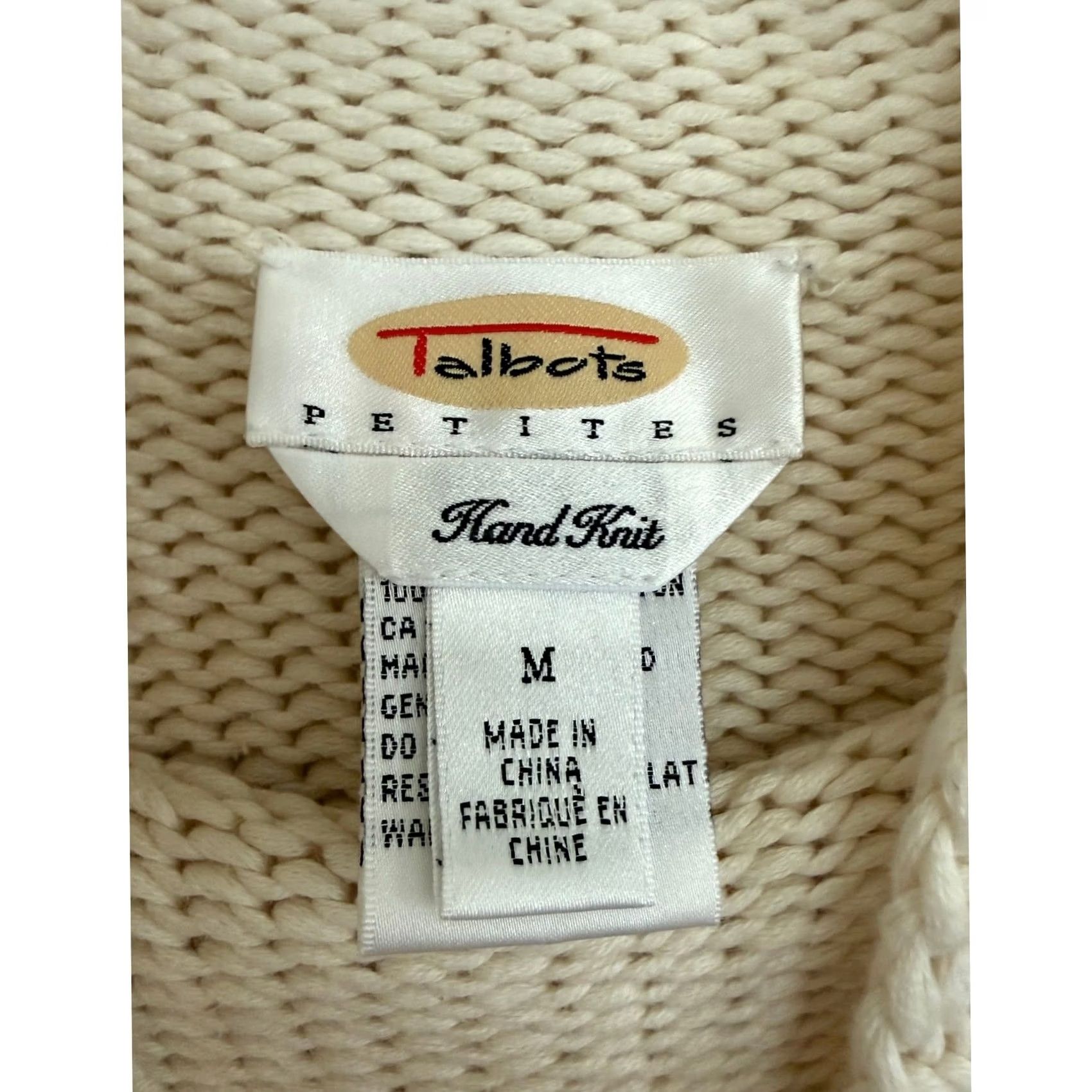 Talbots VINTAGE Talbots Sweater Diamond Argyle Mock Neck Pullover Boxy Hand Knit Beige Medium Petite Womens M Size M / US 6-8 / IT 42-44 - 5 Thumbnail