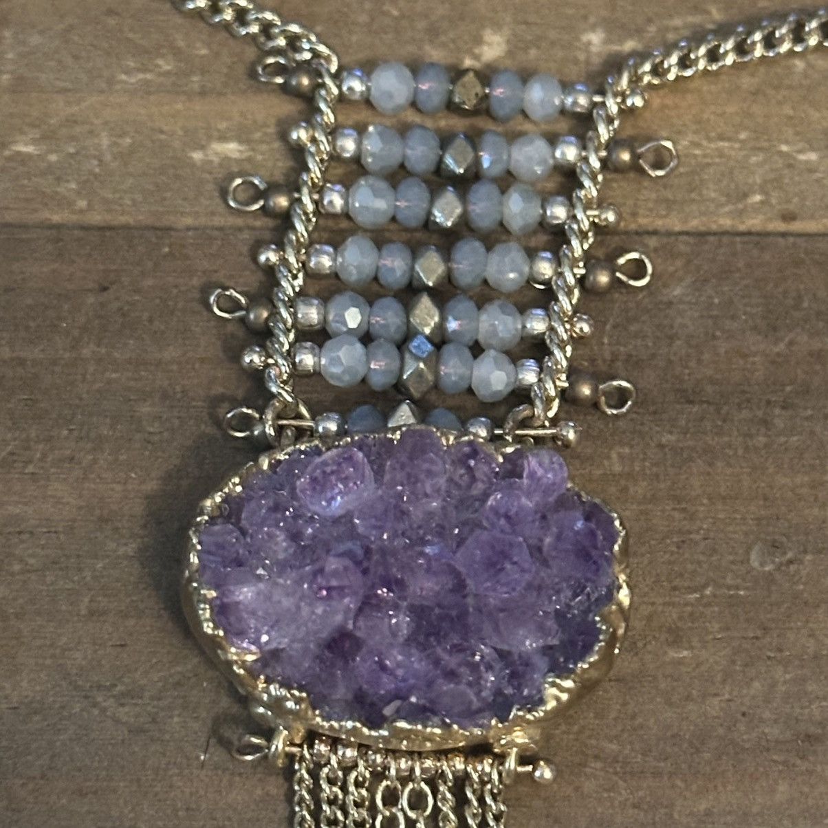 Other Nakamol druzy Amethyst chain tassel necklace Size ONE SIZE - 3 Thumbnail