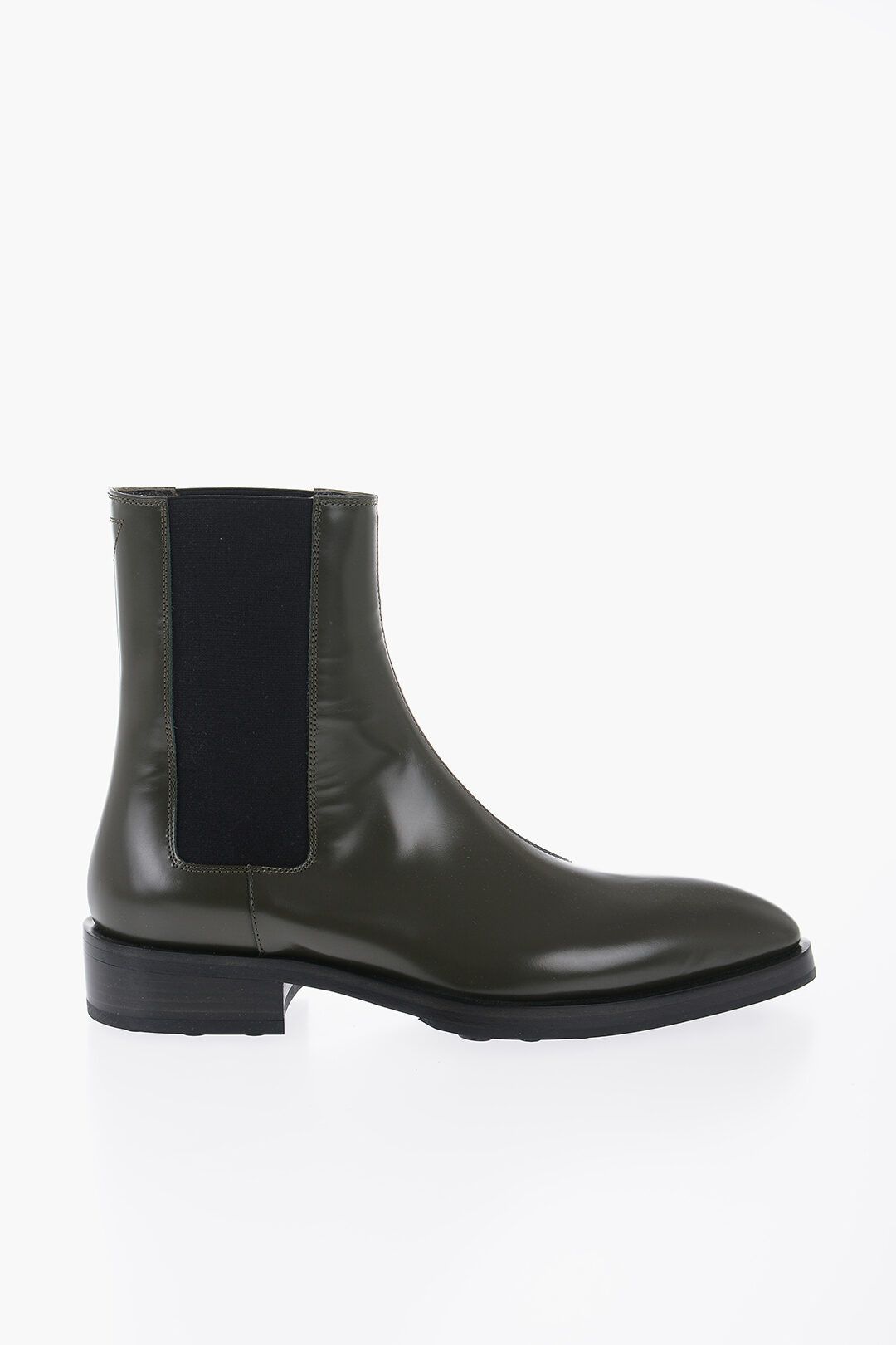 image of Jil Sander Og1Mm0424 Poited Leather Chelsea Boots In Military Green in Miltary Green, Men's (Size 8