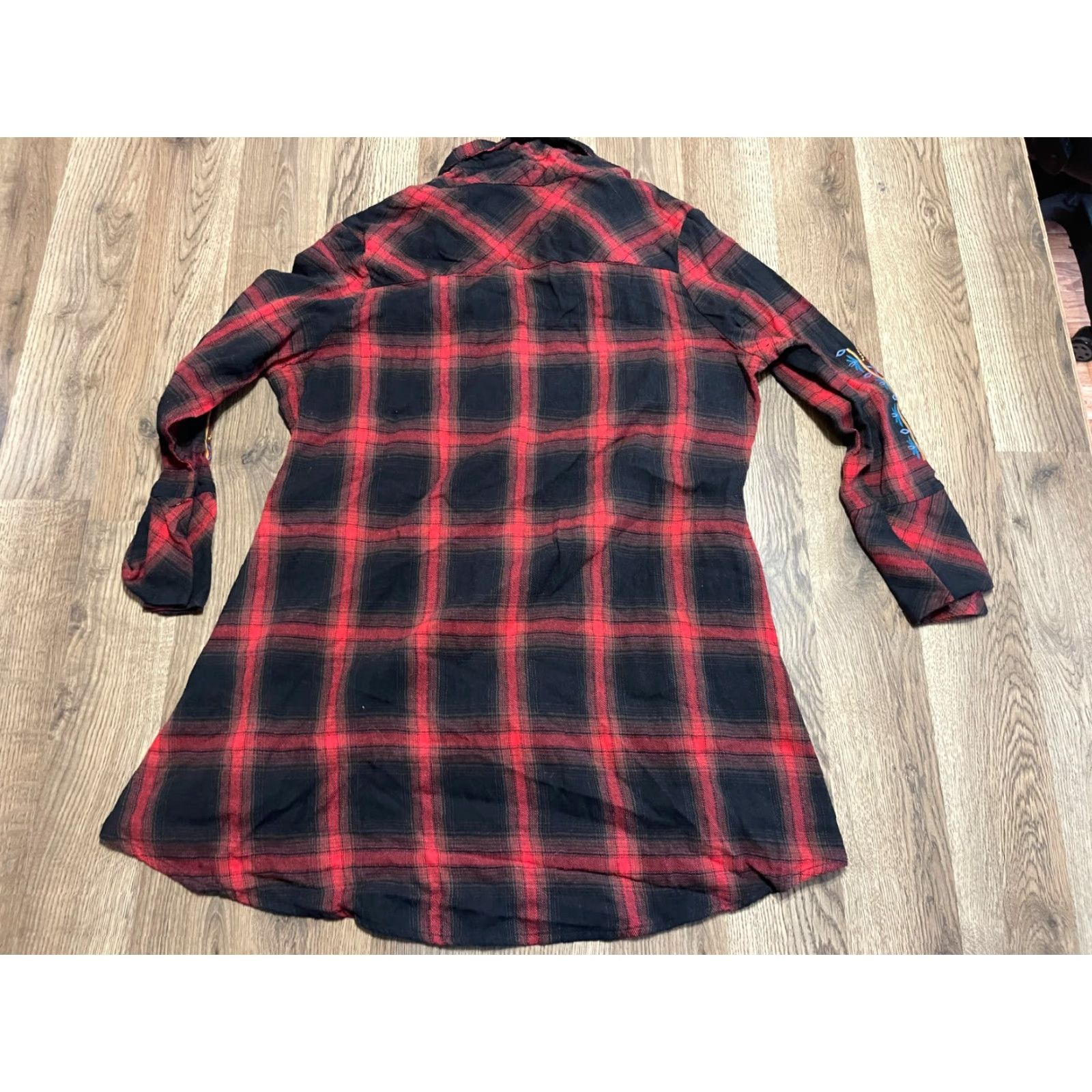 Vintage Caleooa Shirt Women's XL Black Red Plaid Button Up Long Sleeve Size XL / US 12-14 / IT 48-50 - 2 Thumbnail