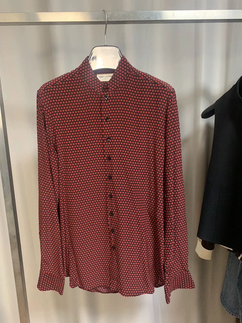 Saint Laurent Paris Saint Laurent Red Polka Dot Silk Shirt Size US S / EU 44-46 / 1 - 1 Thumbnail