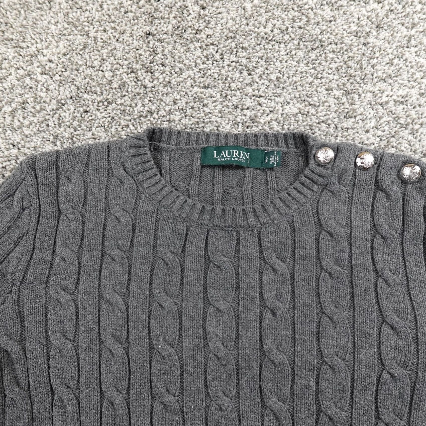 Ralph Lauren Ralph Lauren Sweater Womens S Gray 3D Aran Cable Knit Pullover Crewneck Preppy Size S / US 4 / IT 40 - 3 Thumbnail