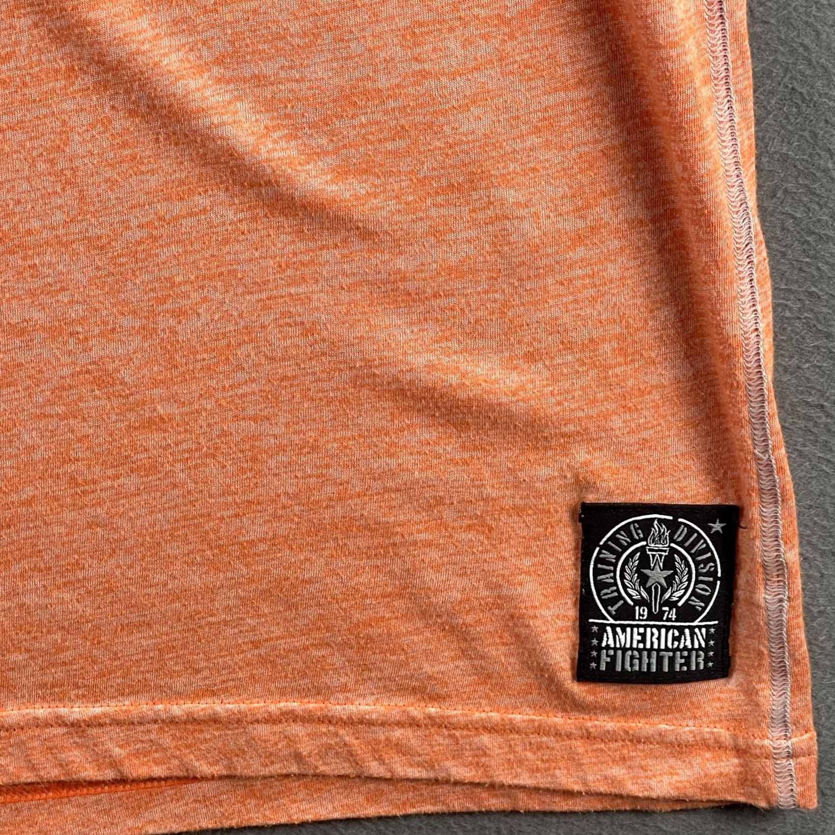 Vintage American Fighter Shirt Mens Large Orange Premium Athletics Graphic Tee Buckle Size US L / EU 52-54 / 3 - 4 Thumbnail