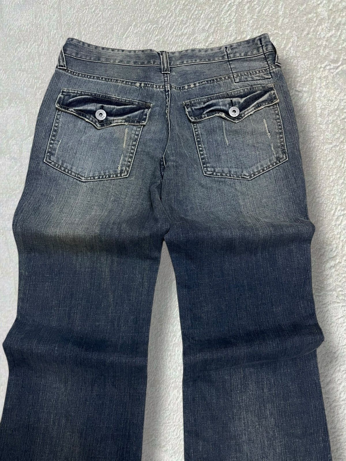 Tornado Mart Vintage Japan Designer Rush/Hour Distressed Flared Denim Size US 32 / EU 48 - 13 Thumbnail