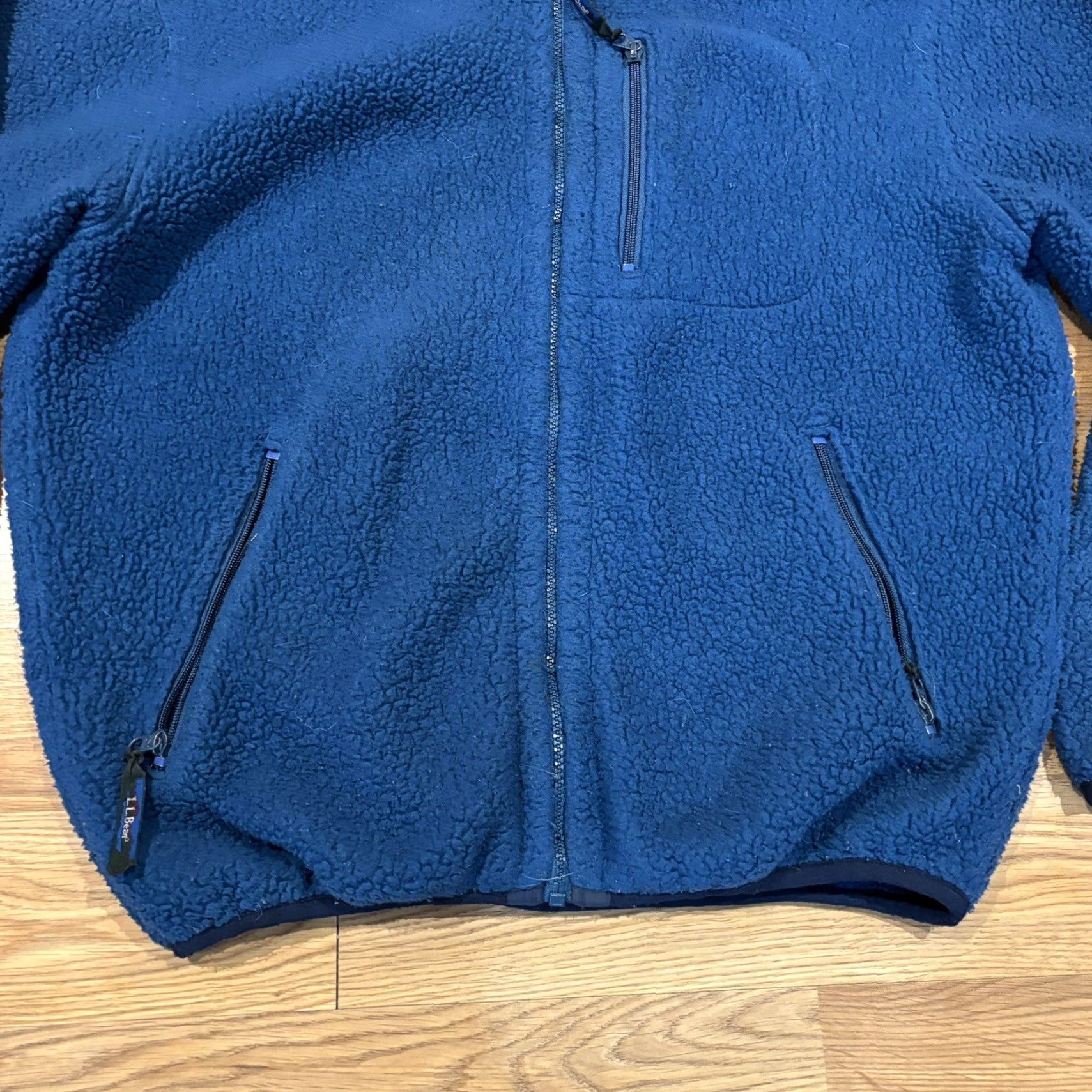 Vintage VINTAGE L.L.Bean Deep Pile Fleece Jacket Full Zip Men's Blue 90s USA Sherpa Zipper Pocket Size US L / EU 52-54 / 3 - 4 Thumbnail