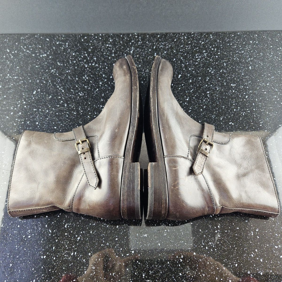 MoMA Women's Moma Brown Leather Ankle Zip Boots (Y0314) Size US 10 / IT 40 - 9 Thumbnail
