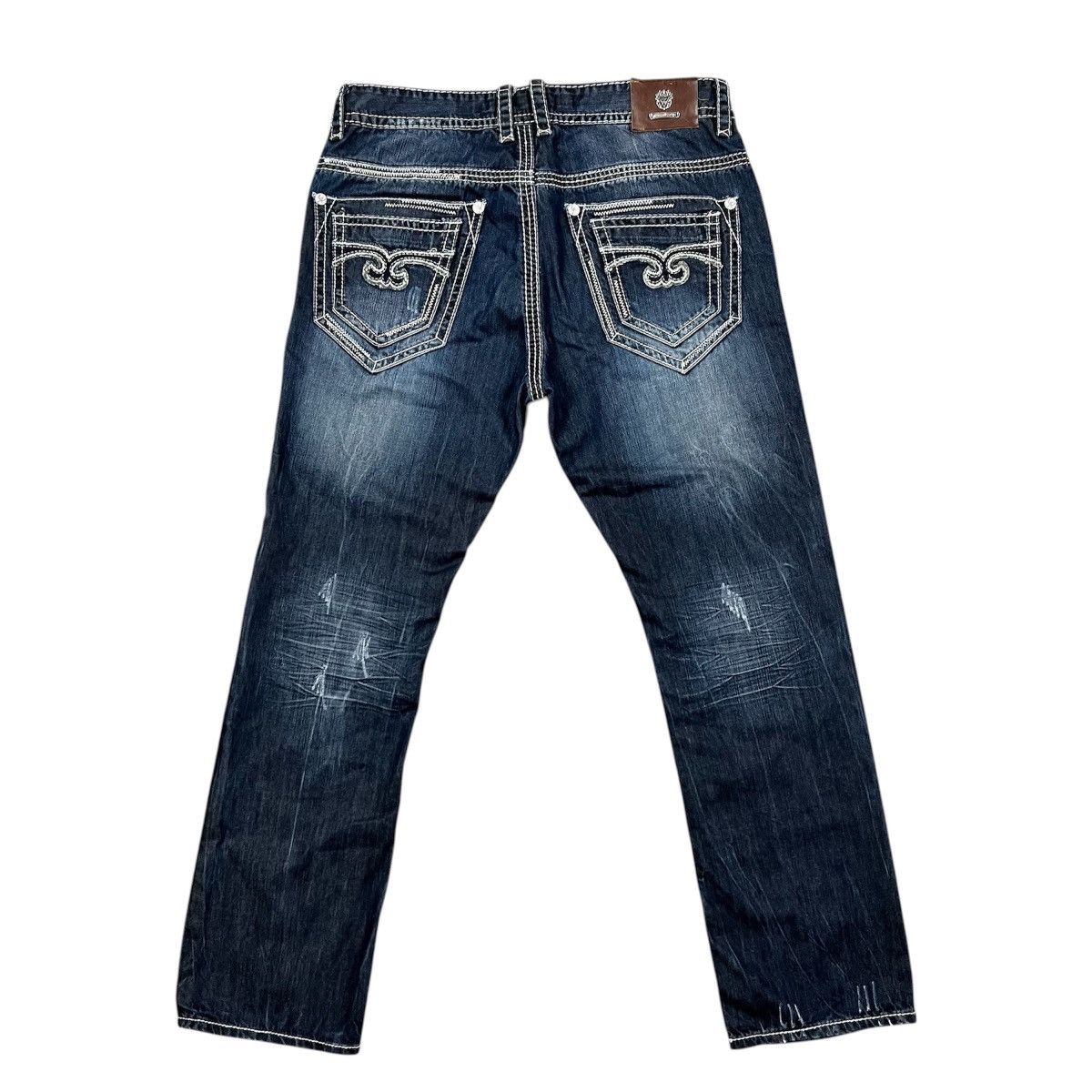 Other Blue Monkey Straight Leg Jeans Blue Denim Fleur De Lis Sz 36 Size US 36 / EU 52 - 1 Thumbnail