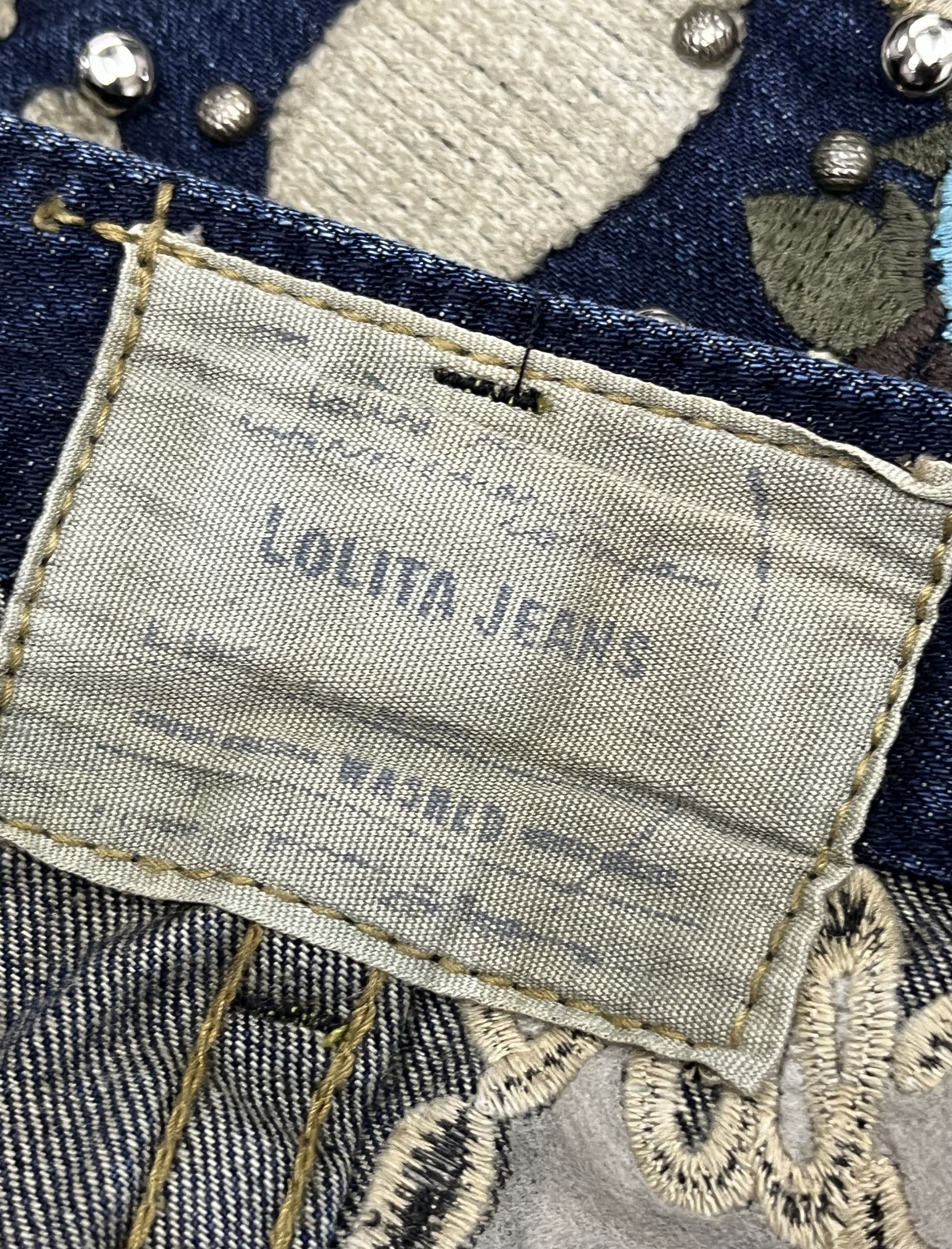 Vintage 🔥Vtg LOLITA CONCEPT CLUB Embroidery Skulls & Flowers Denim Size US 30 / EU 46 - 12 Thumbnail