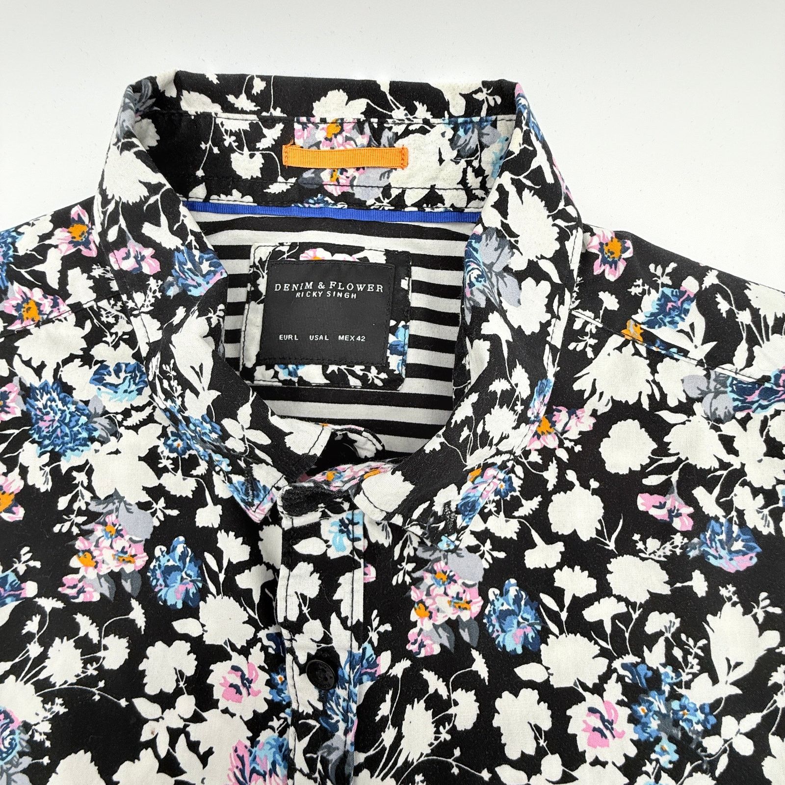 Denim & Flower Denim & Flower Floral Short Sleeve Button Down Shirt Size US L / EU 52-54 / 3 - 7 Thumbnail