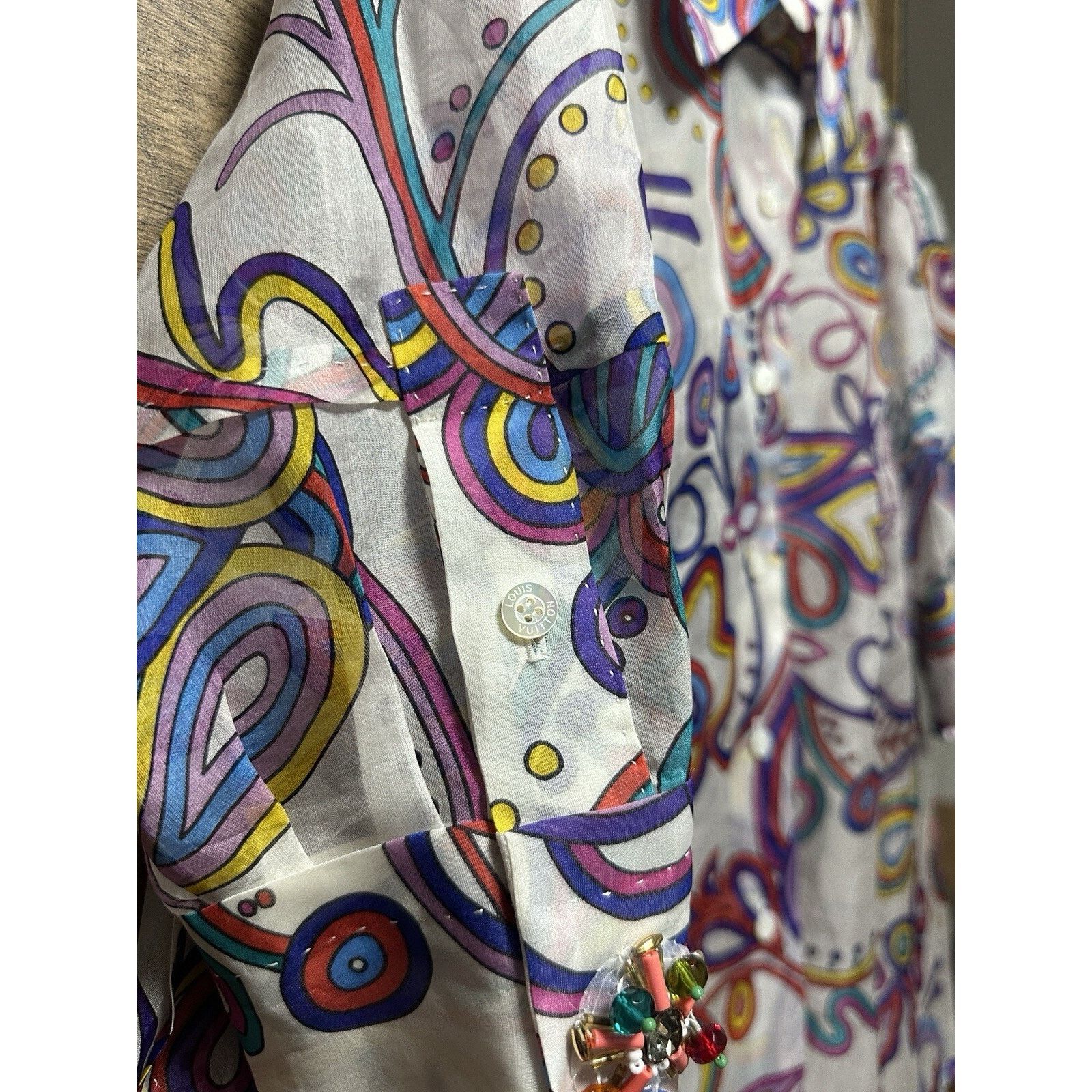 Louis Vuitton Louis Vuitton Abstract Floral Women’s Silk Shirt Brooches Size M / US 6-8 / IT 42-44 - 12 Thumbnail