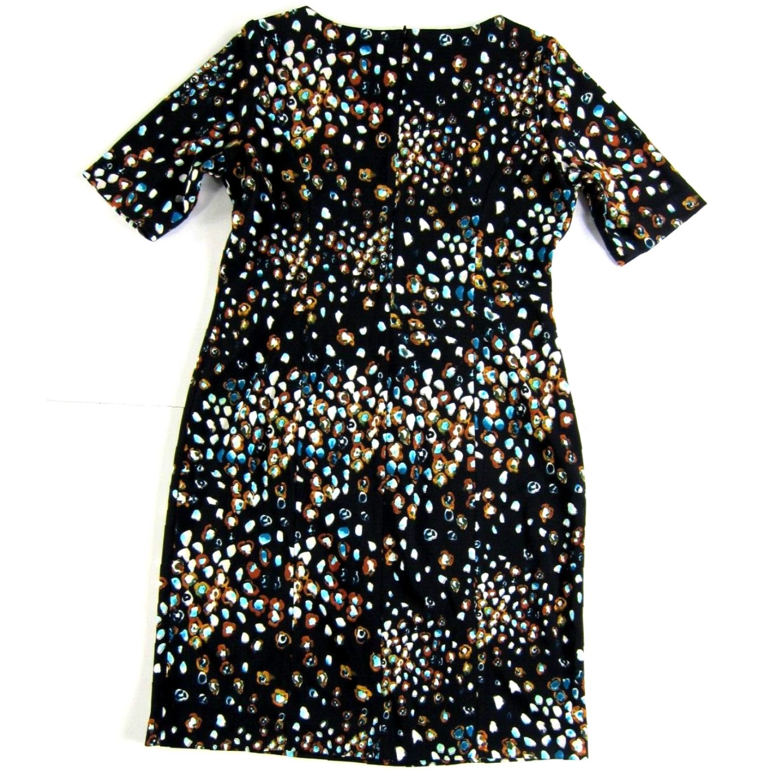 Alfani NWT Alfani Dress Short Sleeve Sheath Black Polka Dot Stretch Midi Zip 6 Womens Size 28" / US 6 / IT 42 - 2 Thumbnail