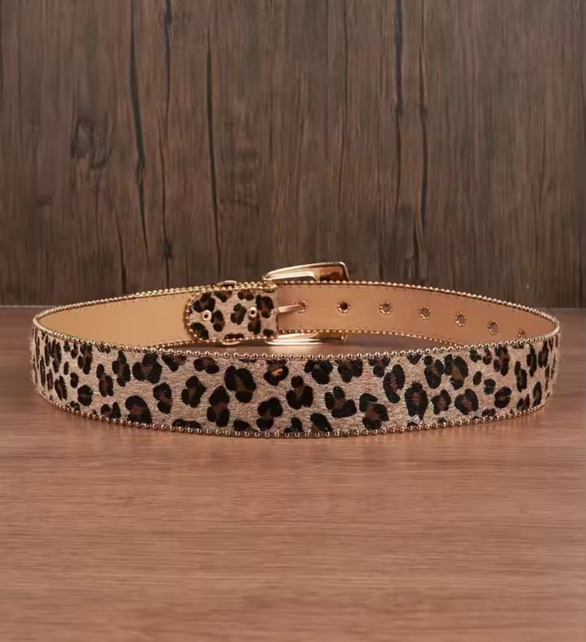 Japanese Brand Trendy Gothic Punk Leopard Cheetah Skin Pattern Buckle Belt Size 34 - 3 Thumbnail