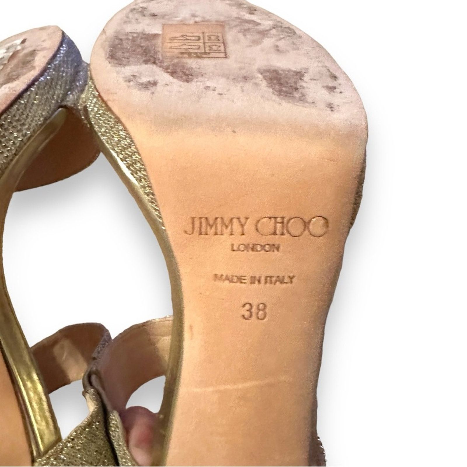 Jimmy Choo Jimmy Choo Alana Lame Gold Glitter Stiletto High Heels 38 Size US 8 / IT 38 - 10 Thumbnail