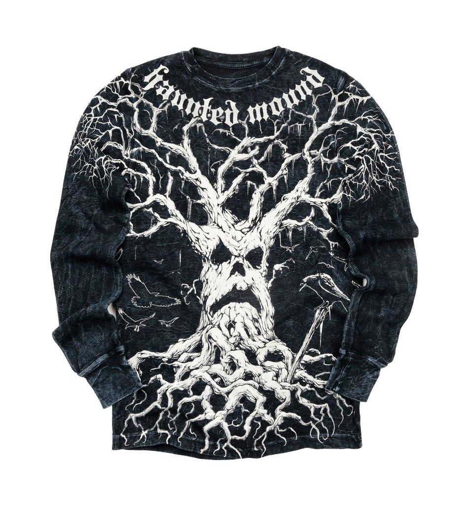 Image of Affliction Haunted Mound Harold Thermal Long Sleeve in Black/Navy, Men's (Size 2XL)