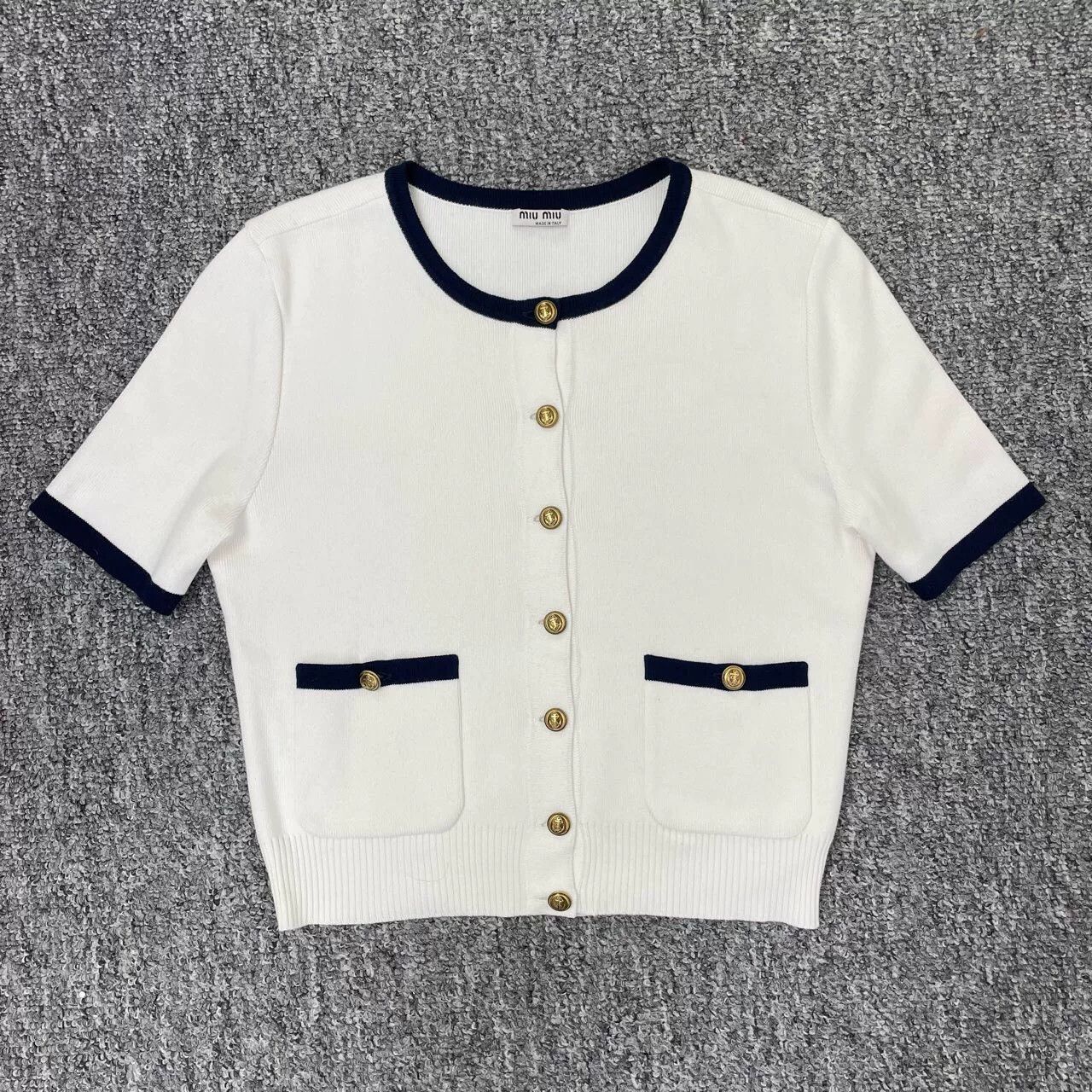 Miu Miu Miumiu Short-sleeve Knit Cardigan Size S / US 4 / IT 40 - 1 Thumbnail