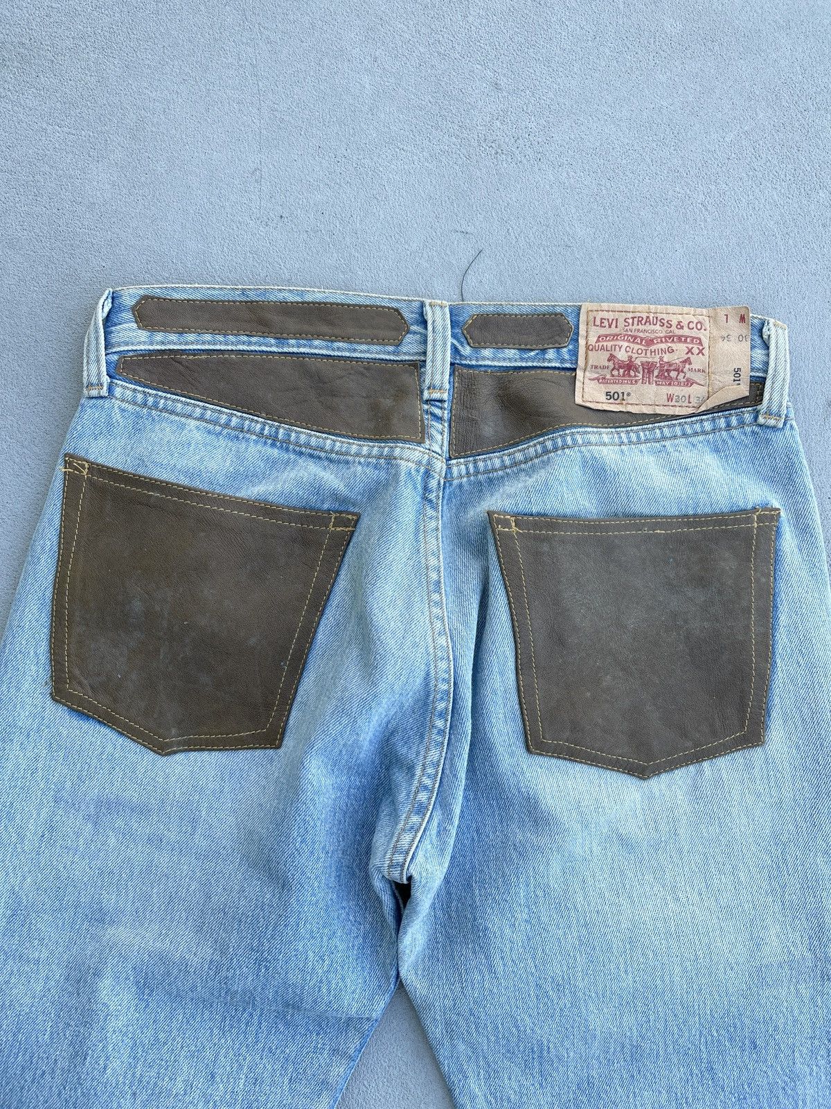 Handmade Crazy 00s Levi's Japan 501 Handmade Leather Patch Denim Size US 30 / EU 46 - 5 Thumbnail