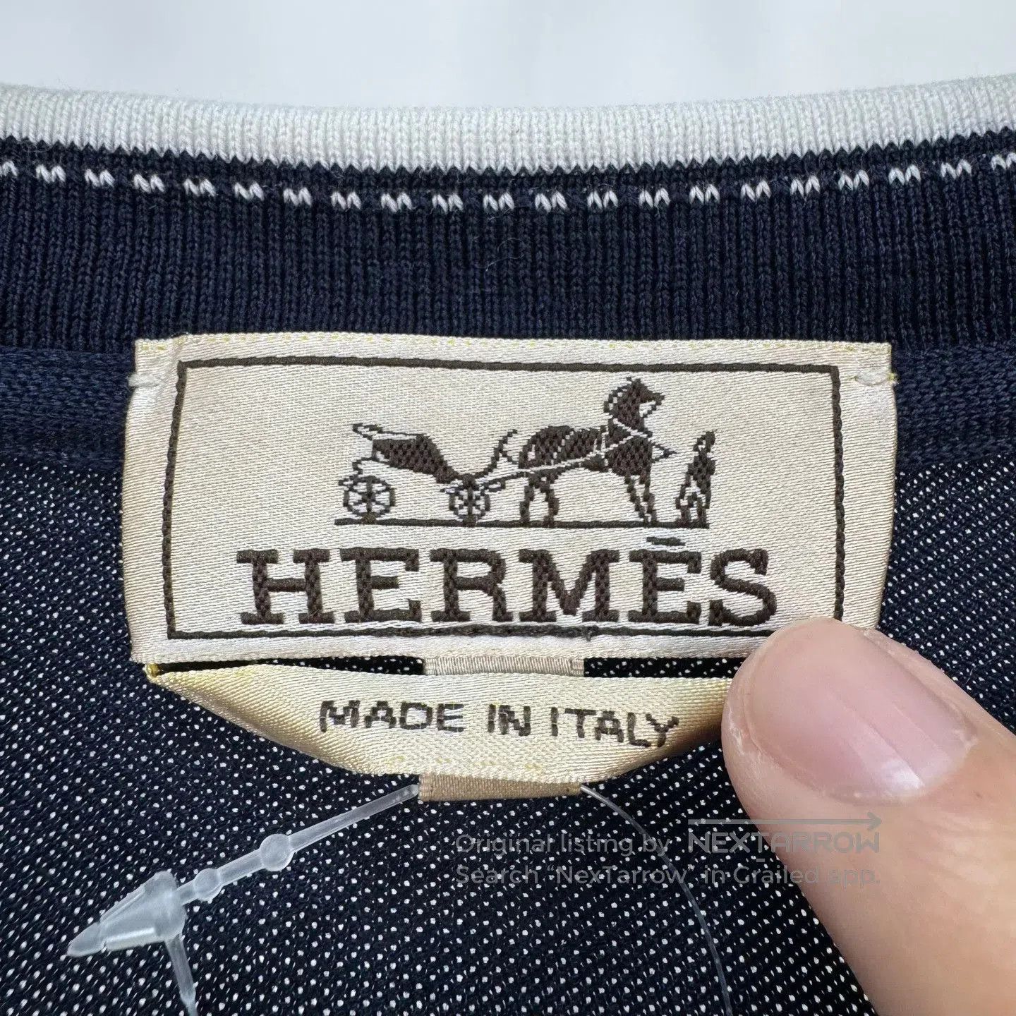 Hermes Hermes Blue Short-Sleeve Top White Collar. Size US M / EU 48-50 / 2 - 5 Thumbnail