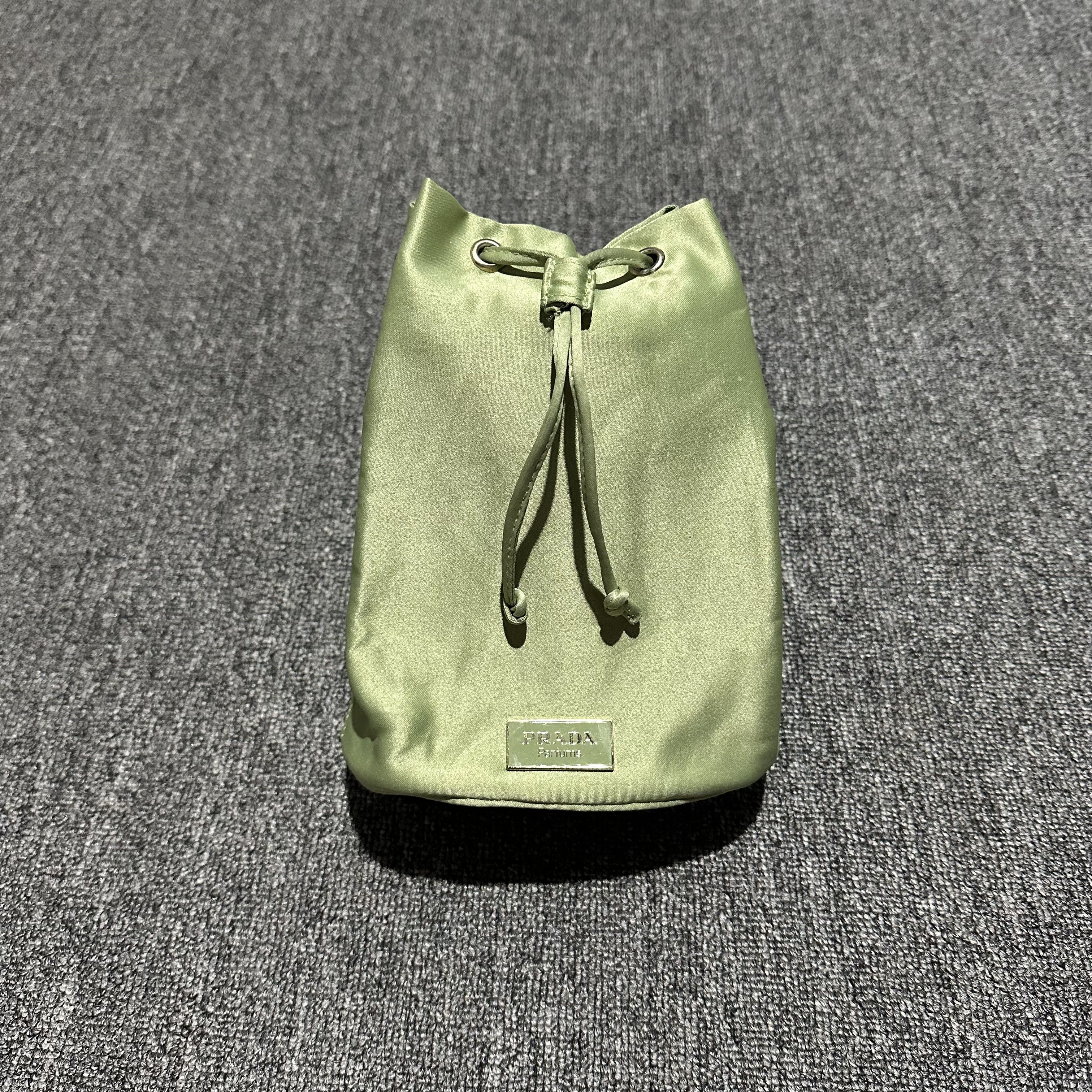 Prada Prada Perfums Green Satin Cosmetic MakeUp Drawstring Bag Size ONE SIZE - 1 Thumbnail