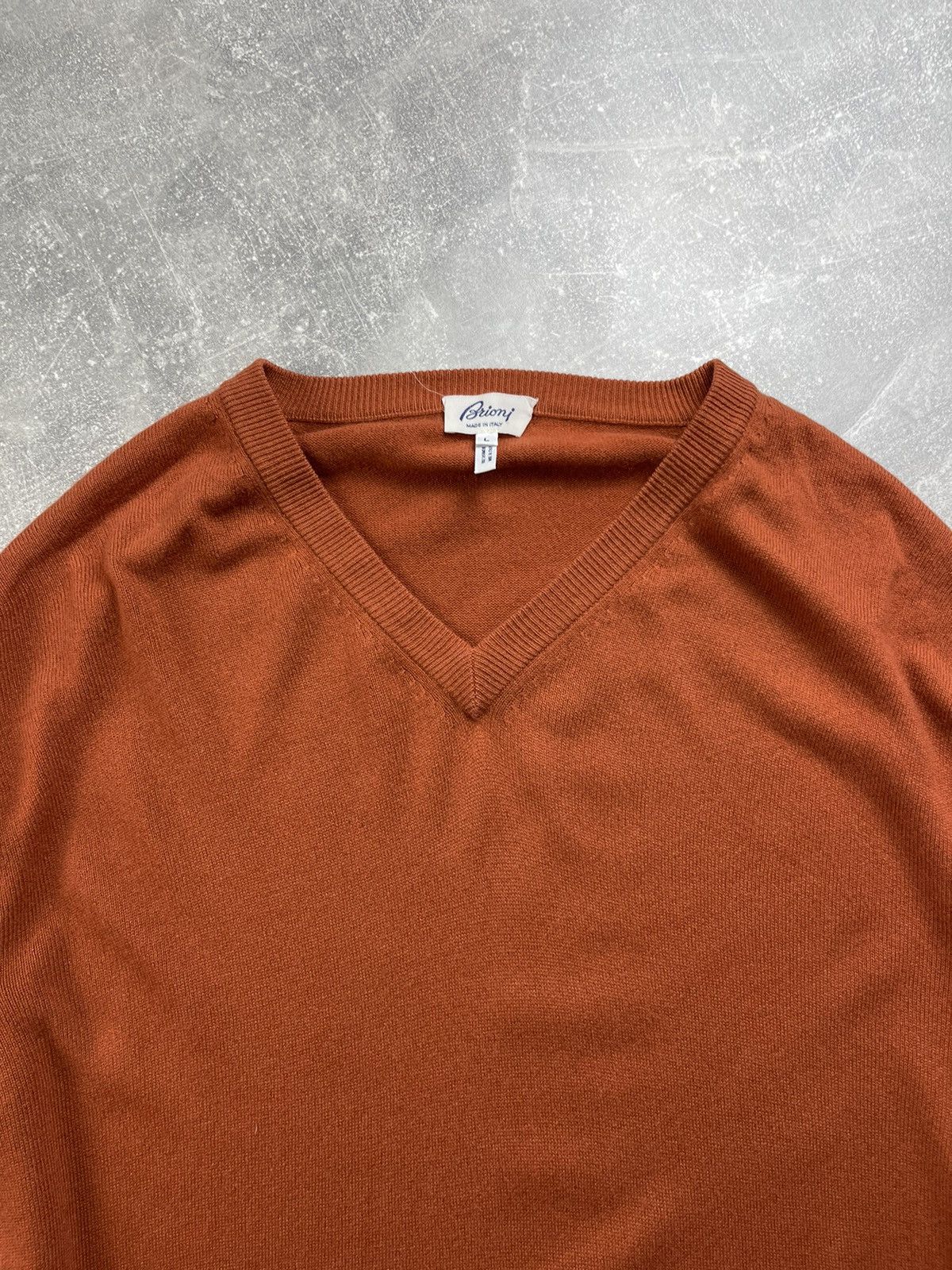 Brioni Brioni 100%Cashmere Luxury V-Neck Knit Orange Sweater Brown Size US L / EU 52-54 / 3 - 5 Thumbnail