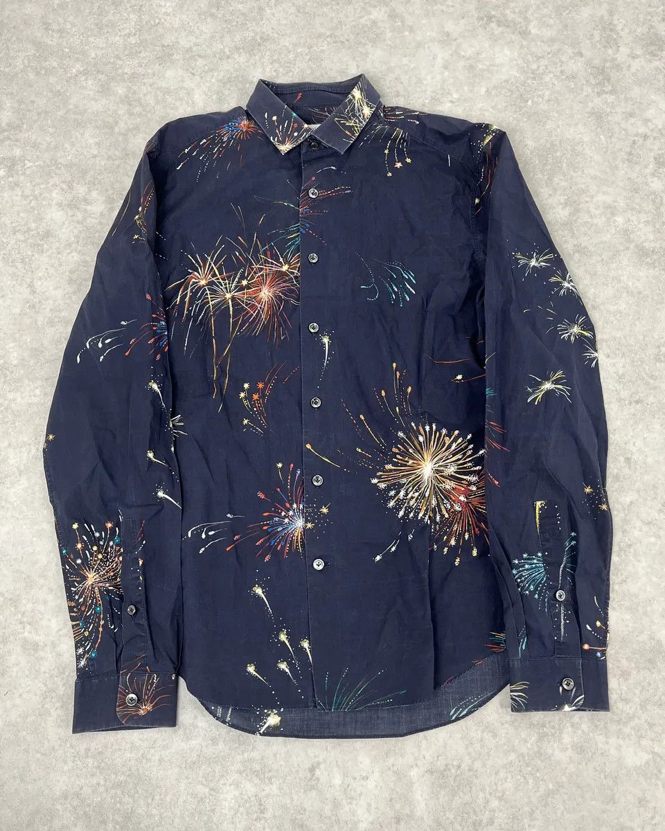 Valentino 2000s Valentino Fireworks Black Shirt Size US M / EU 48-50 / 2 - 1 Thumbnail