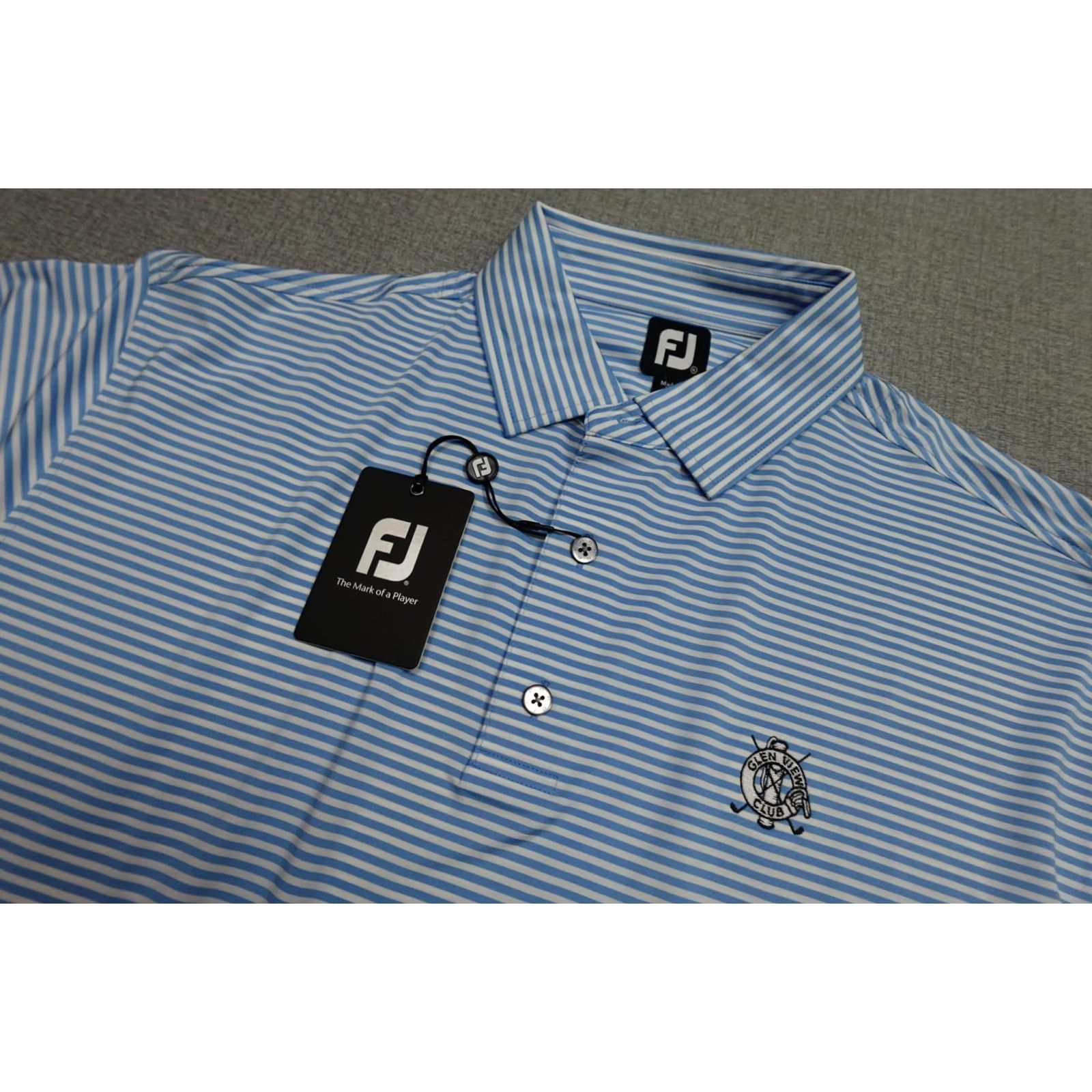 Footjoy FootJoy Golf Polo Mens XL Blue Stripe Glen View Club Chicago Crime Commission Size US XL / EU 56 / 4 - 2 Thumbnail