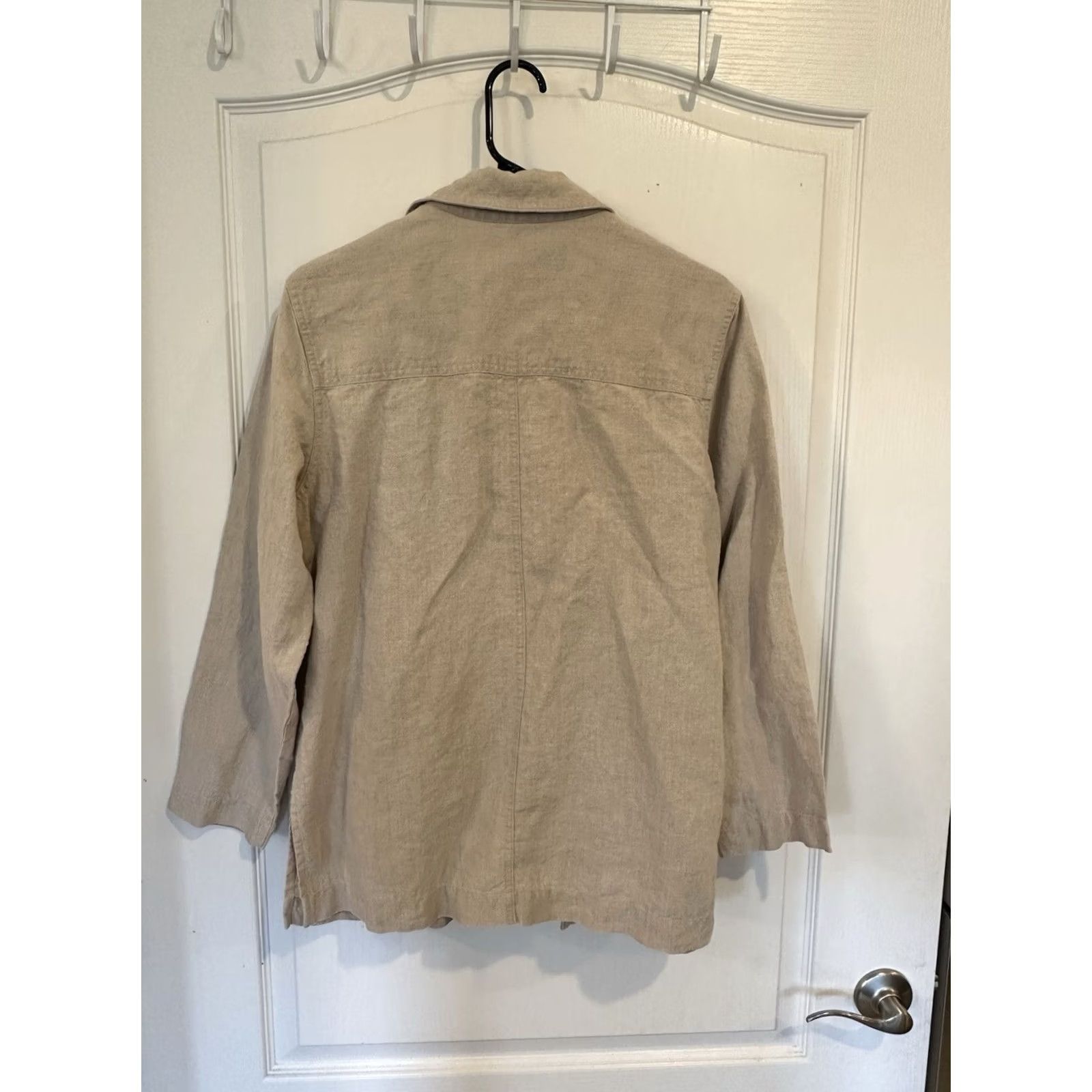Vintage L.L.Bean Jacket Women Size 8 Linen Beige Oatmeal 100% Linen Utility Regular Basic Jacket Womens Size M / US 6-8 / IT 42-44 - 3 Thumbnail