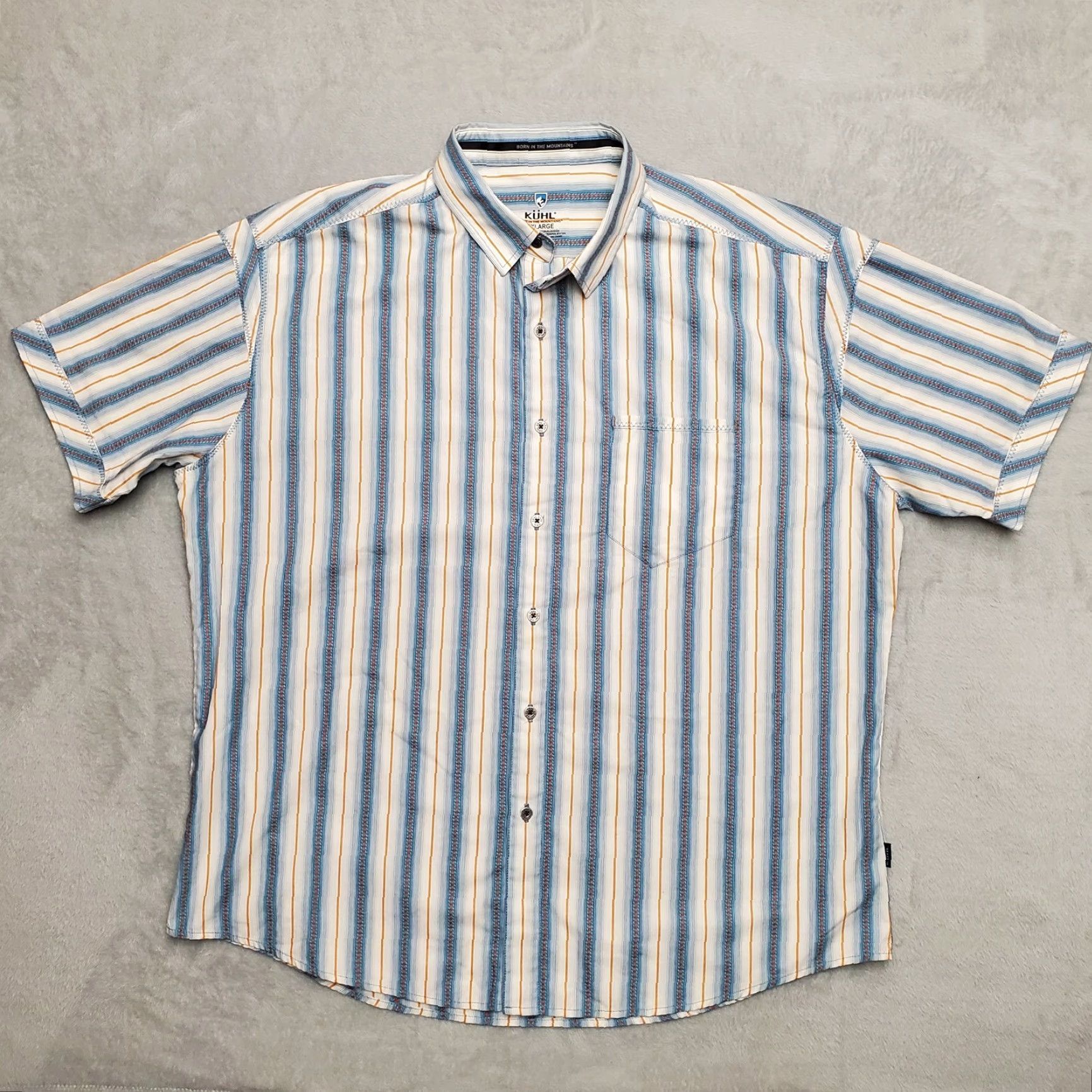 Vintage Kuhl Shirt Mens 2XL Blue Green Stripe Performance Blend Short Sleeve Outdoors Plaid Button-Up Pocketed Casual Mens Size US XXL / EU 58 / 5 - 2 Thumbnail