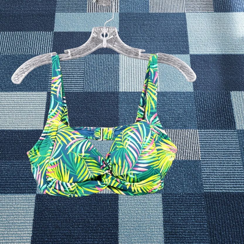 Lands' End Lands' End Bikini Top Women Green Underwired Spaghetti Strap Floral Palm Hawaiian Swimsuit 4 XS? Size S / US 4 / IT 40 - 1 Thumbnail