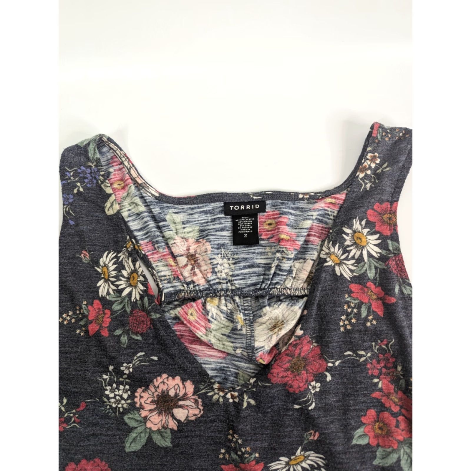Torrid Torrid Floral Sleeveless V-Neck Blouse Tank Tunic Top Slit Back Multicolor 2 Plus Size Womens Size XS / US 0-2 / IT 36-38 - 6 Thumbnail