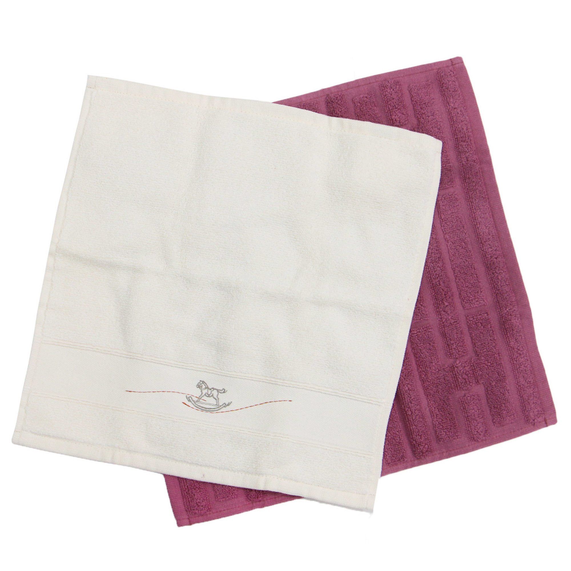 image of Hermes Towel Hand Pink White Handkerchief Set Stairs Augallop Cotton Ladies, Women's