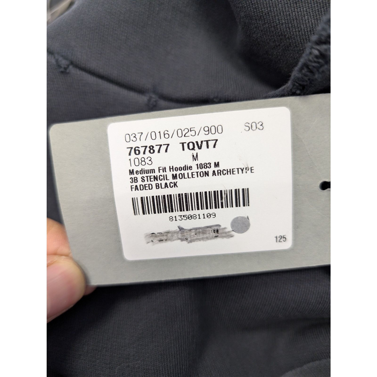 Balenciaga o1rshd1 3B Stencil Molleton Medium Fit Hoodie in Faded Black Size US M / EU 48-50 / 2 - 22 Thumbnail