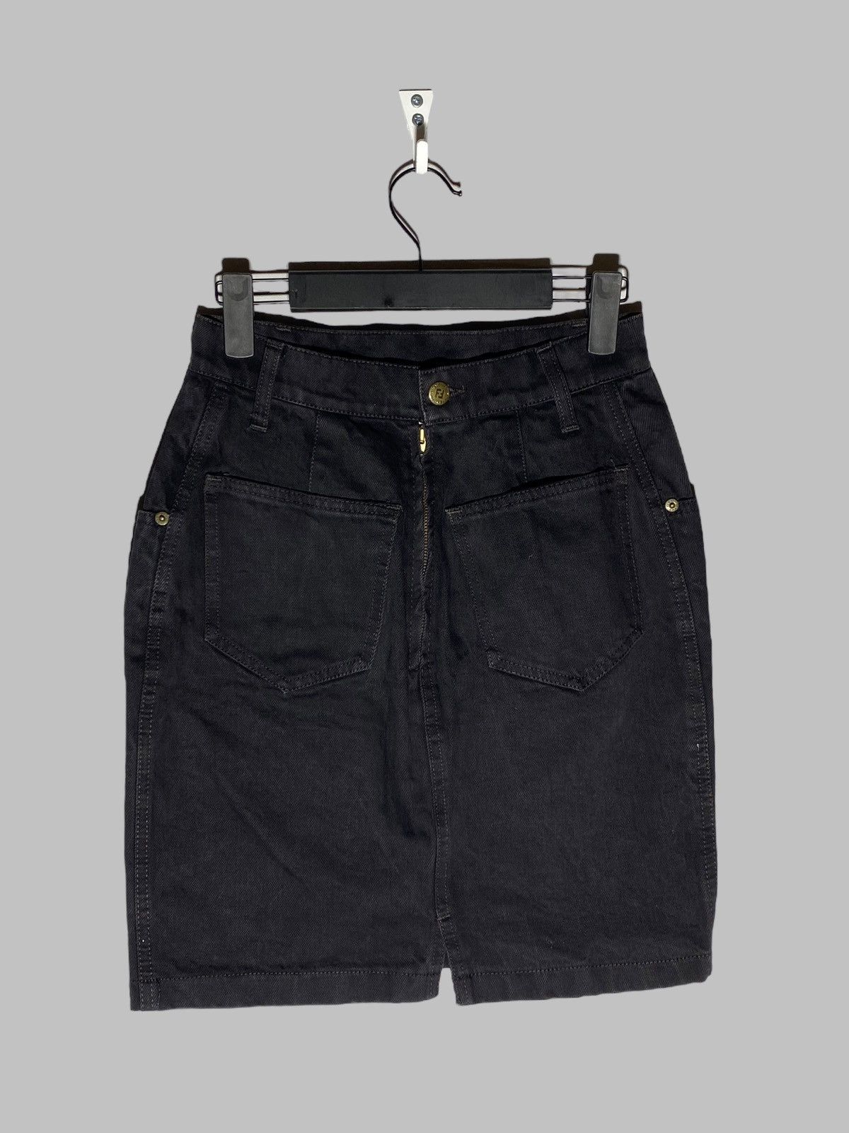 Fendi Vintage 90s Fendi Denim Skirt Monogram Pocket Detail Size 28" / US 6 / IT 42 - 2 Thumbnail