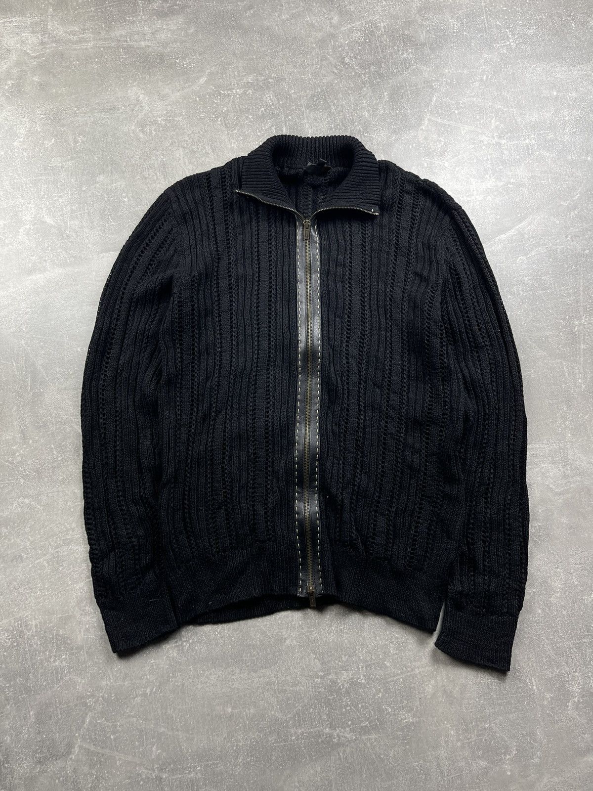 Fendi Fendi Vintage Luxury Ribbed Knit Cotton Zip Cardigan Black Size US M / EU 48-50 / 2 - 2 Thumbnail