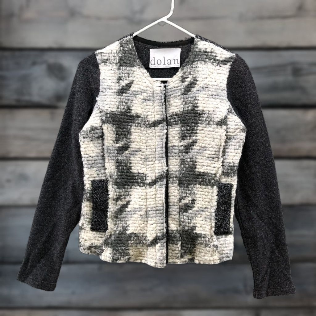 Anthropologie Anthropologie Dolan Tweed Jacket Womens S Zip Up Gray Plaid Wool Blend Modern Wool Mohair Lining Wool Outer Shell Casual Workwear Fall Winter Shirts? Size S / US 4 / IT 40 - 1 Thumbnail