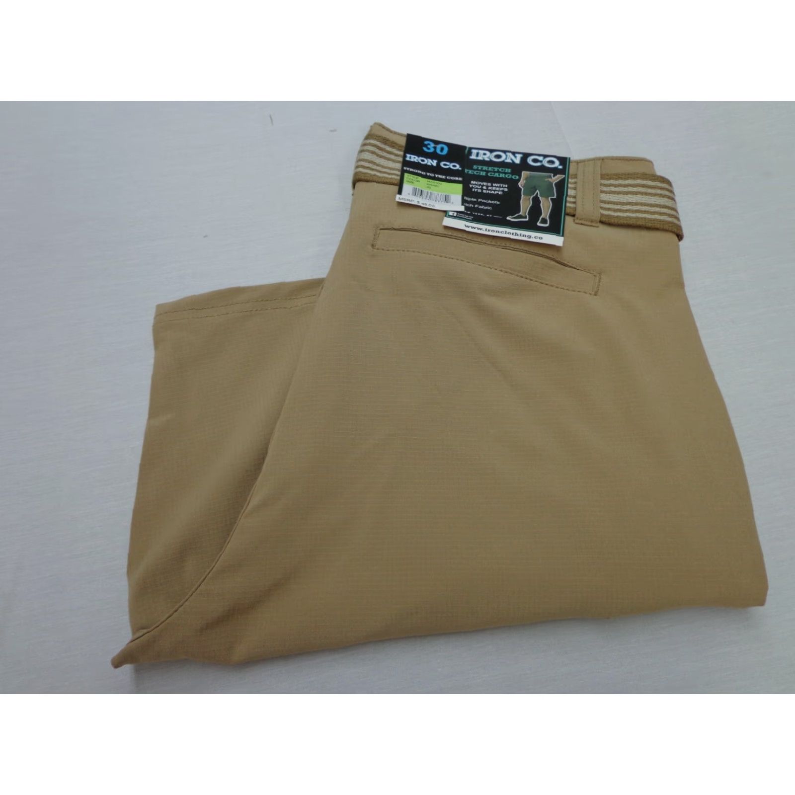 Vintage IRON CO. Stretch Tech Cargo Belted Shorts Khaki Size 30 NEW Size US 30 / EU 46 - 2 Thumbnail