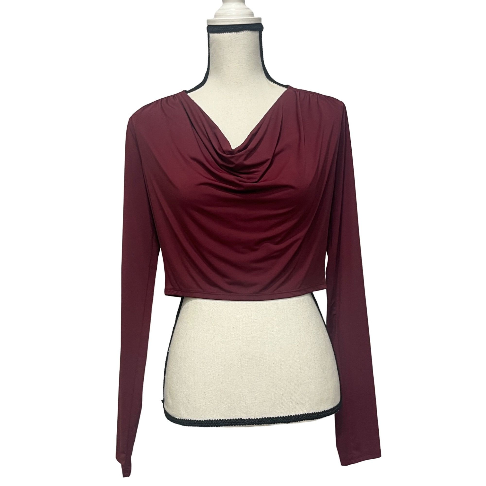 Other Open Edit Cowl Neck Long Sleeve Crop Top, Burgundy London, S Size S / US 4 / IT 40 - 10 Thumbnail