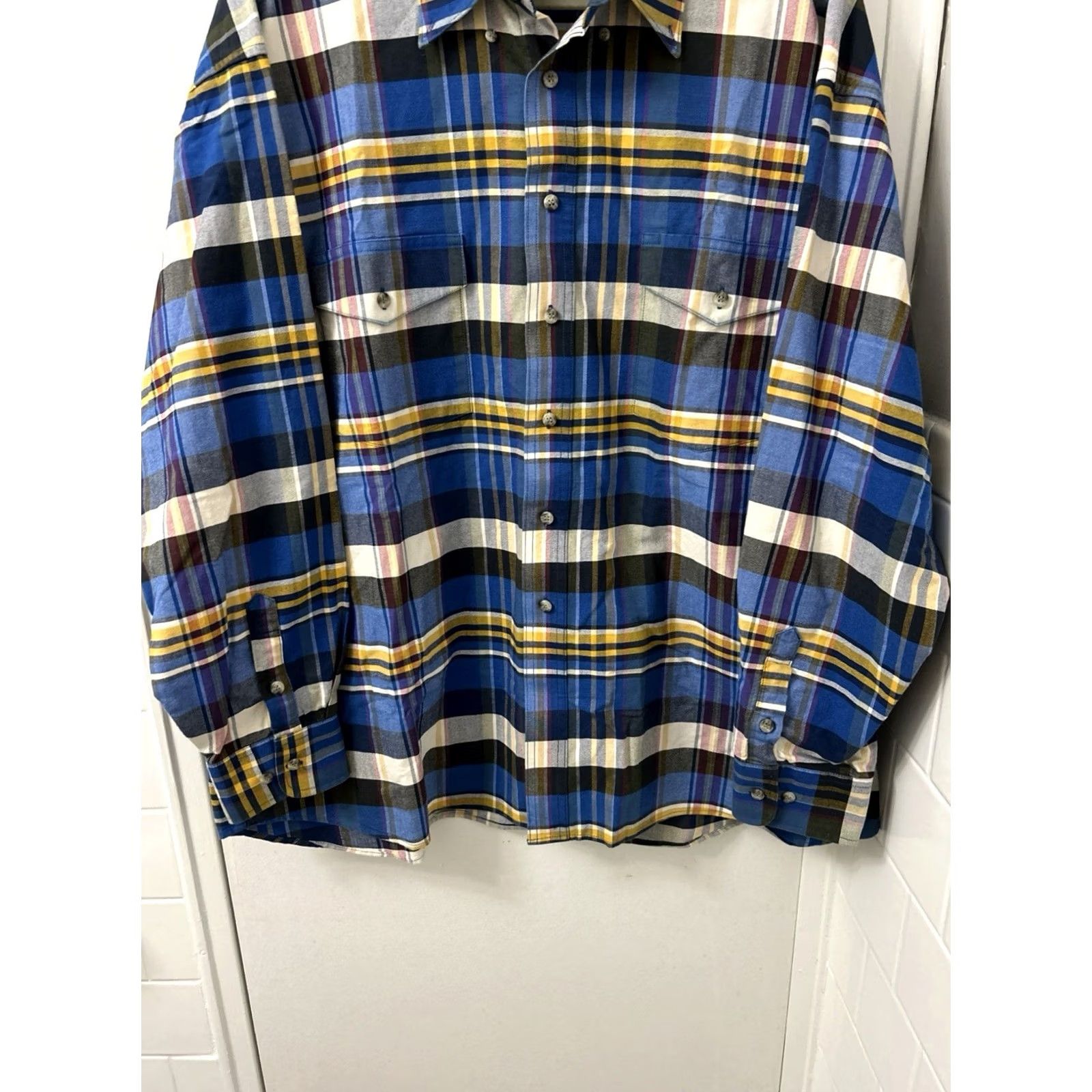 Wrangler VINTAGE Wrangler Western Shirt Mens 2XL Blue Yellow Oxford Plaid Button Down L/S Size US XXL / EU 58 / 5 - 3 Thumbnail