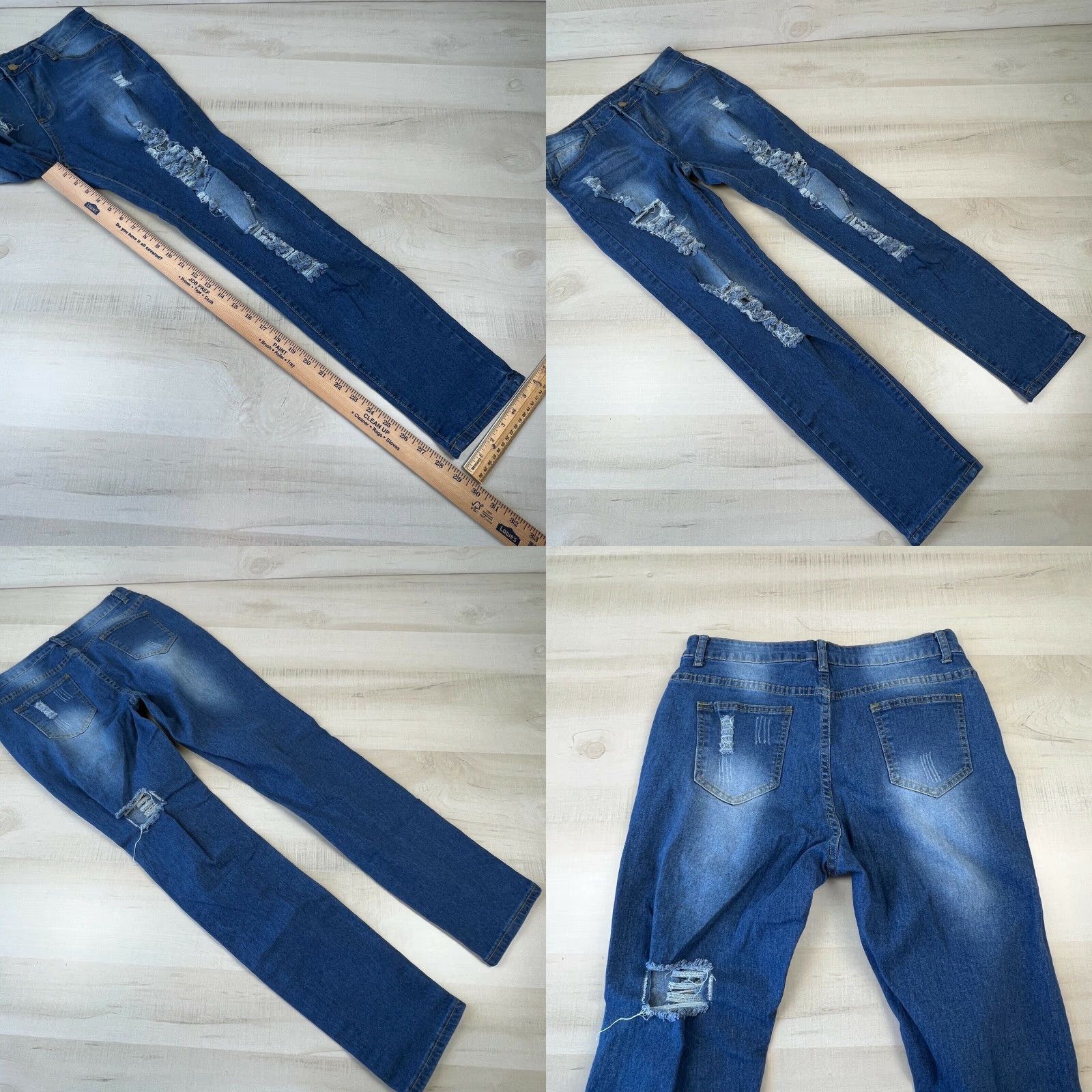 Shein Shein Womens Large Skinny Distressed Blue Jeans Mid Rise Stretch Cotton Blend Size 36" / US 14 / IT 50 - 8 Thumbnail