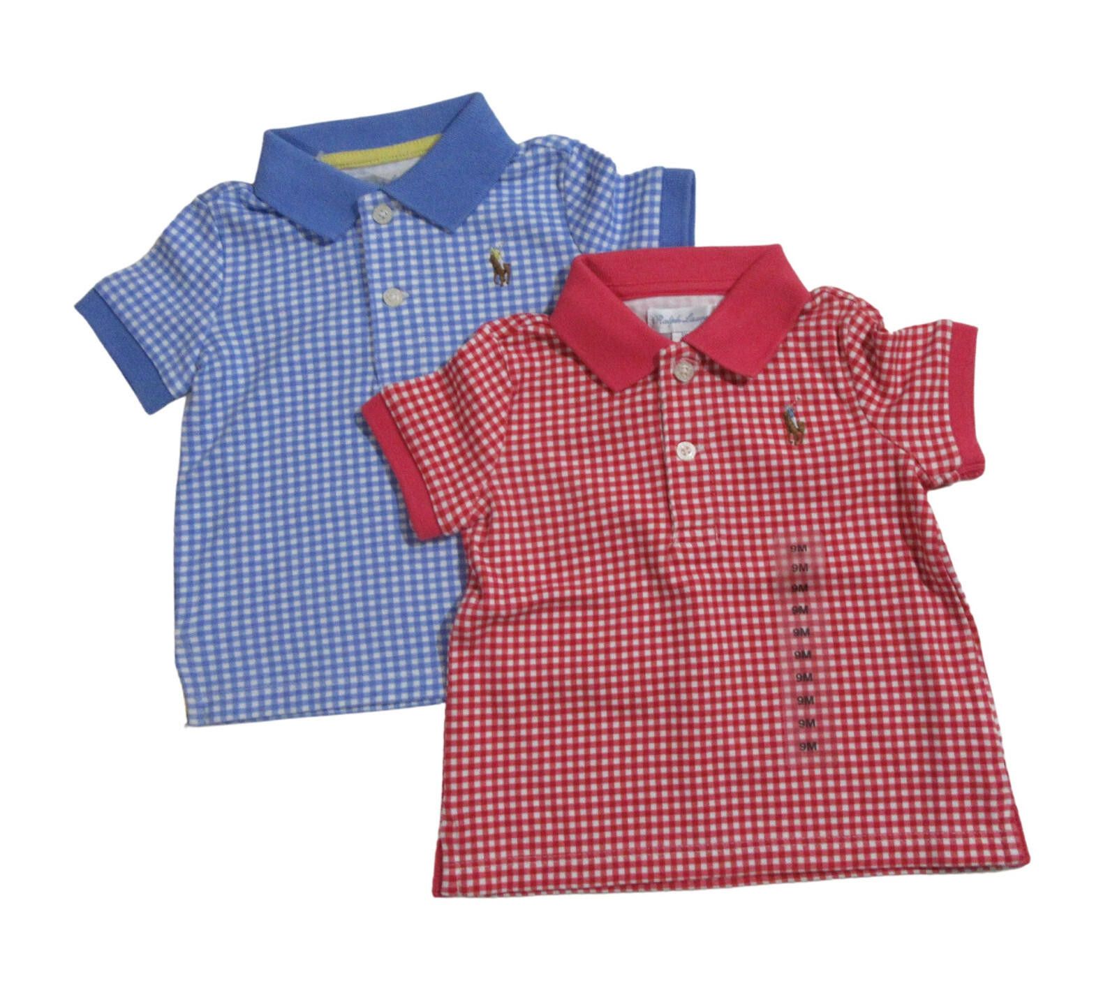 Polo Ralph Lauren Ralph Lauren Polo Baby Boys Short Sleeve Gingham Red 9M Size US XXS / EU 40 - 4 Thumbnail