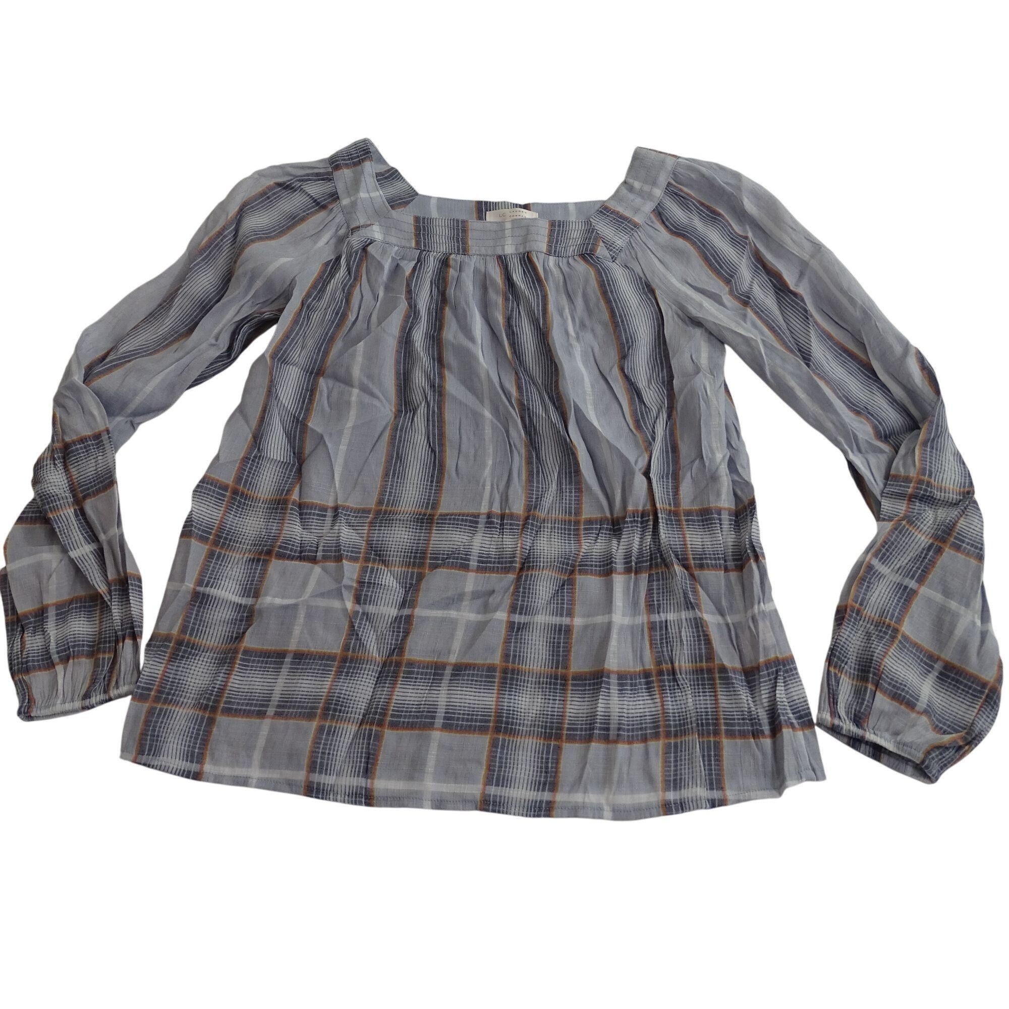 Lauren Conrad LC Lauren Conrad Long Sleeve Gray Plaid Babydoll Top Size XS Size XS / US 0-2 / IT 36-38 - 2 Thumbnail