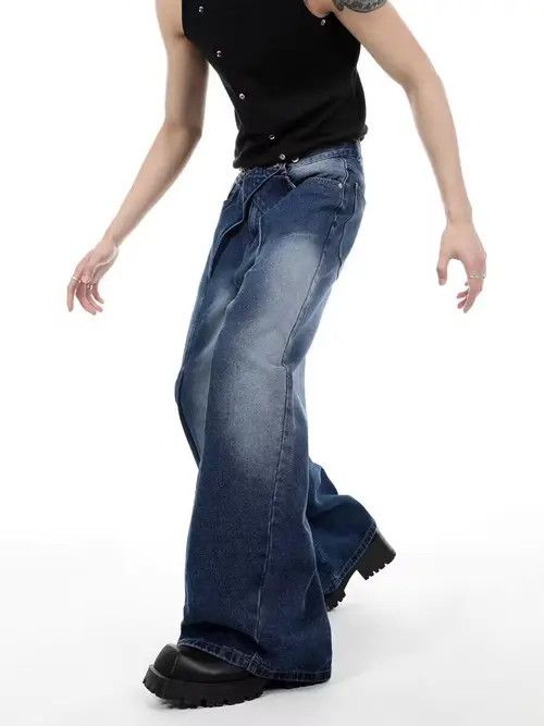 VIBE Vintage washed distressed paneled wide-leg jeans Size US 32 / EU 48 - 4 Thumbnail