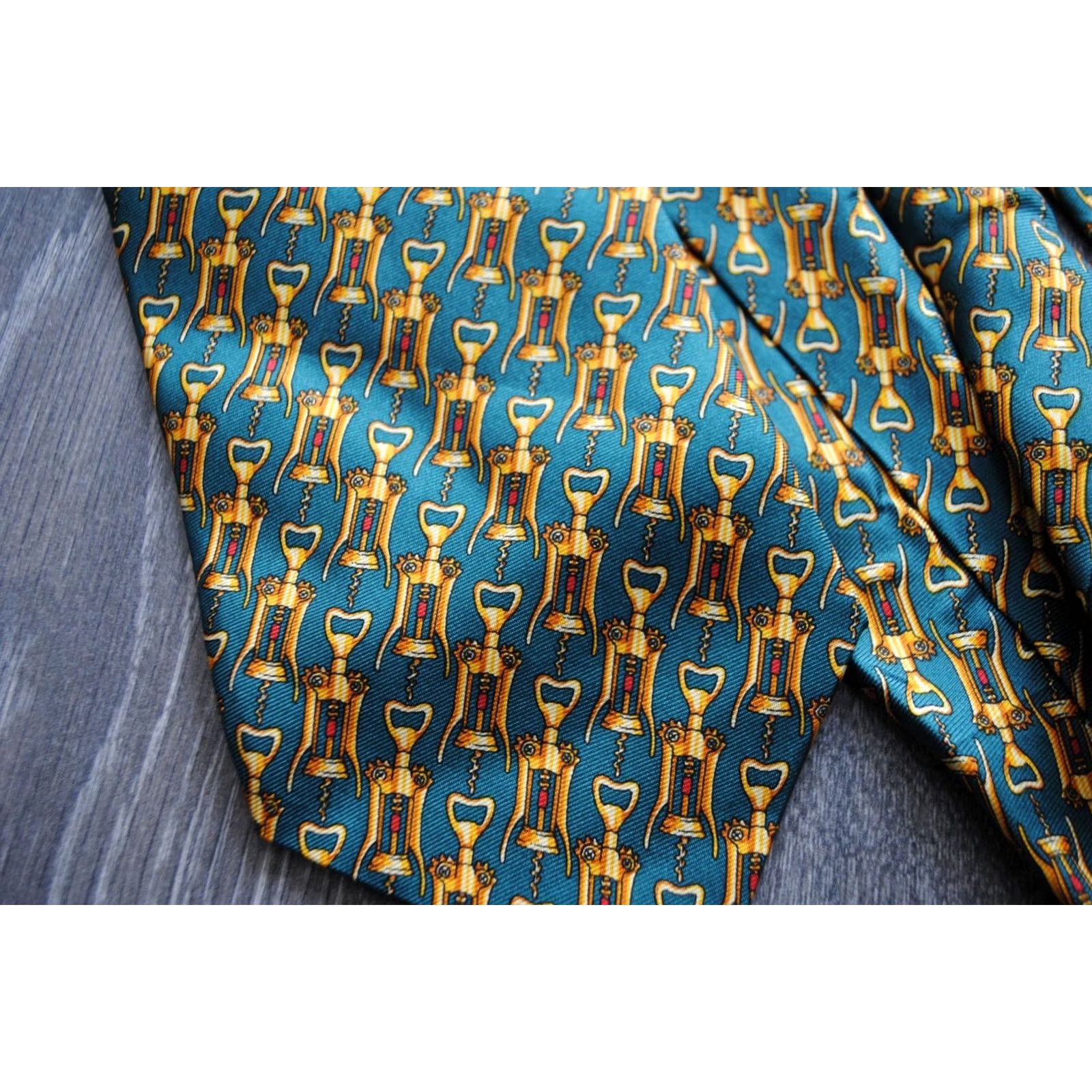 Vintage BEAUFORT Green Wine 100% Silk TIE MENS Silk Tie Geometric Made in Italy RARE Size ONE SIZE - 3 Thumbnail