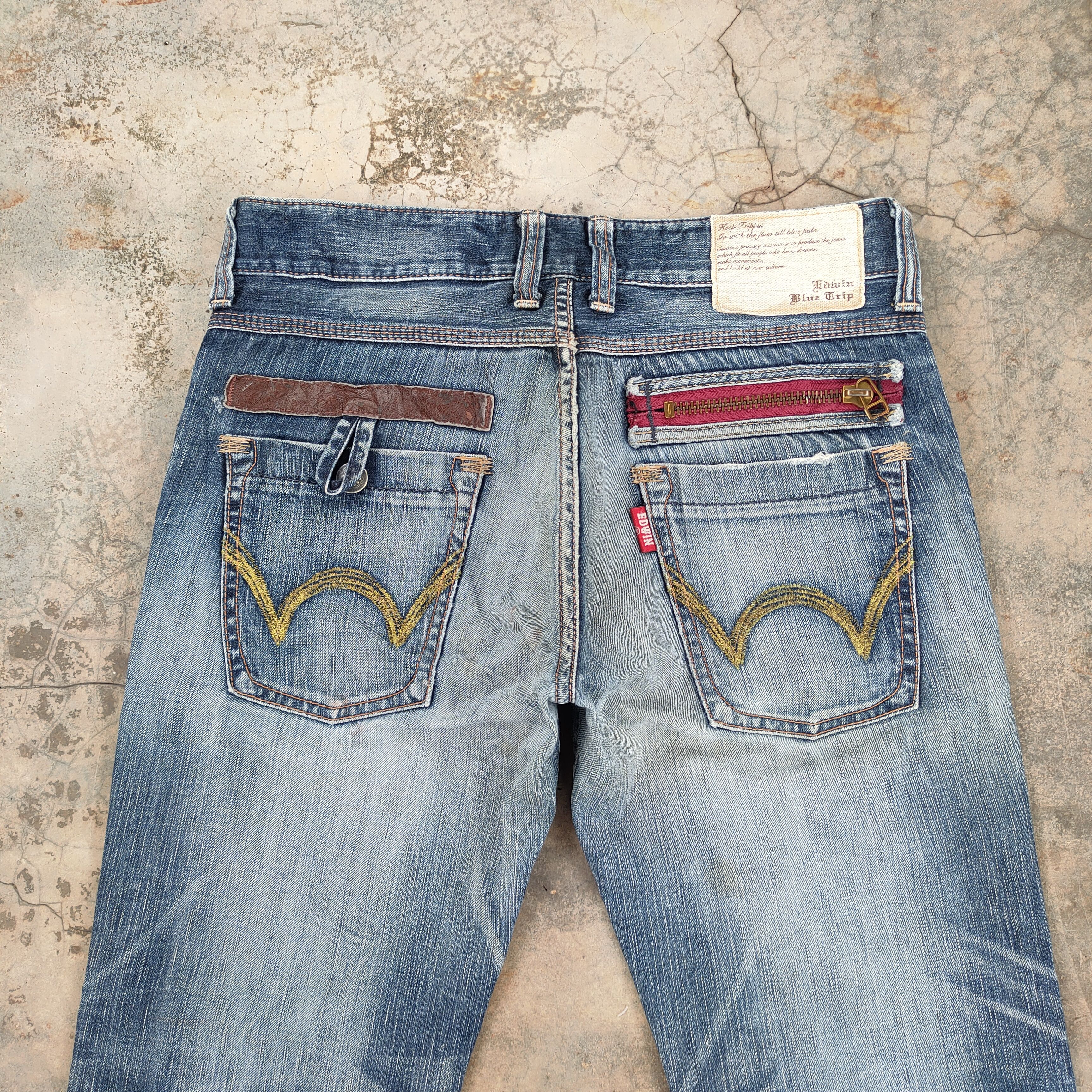 Edwin VINTAGE EDWIN BLUE TRIP DISTRESSED FADED JEANS PANTS Size US 34 / EU 50 - 11 Thumbnail