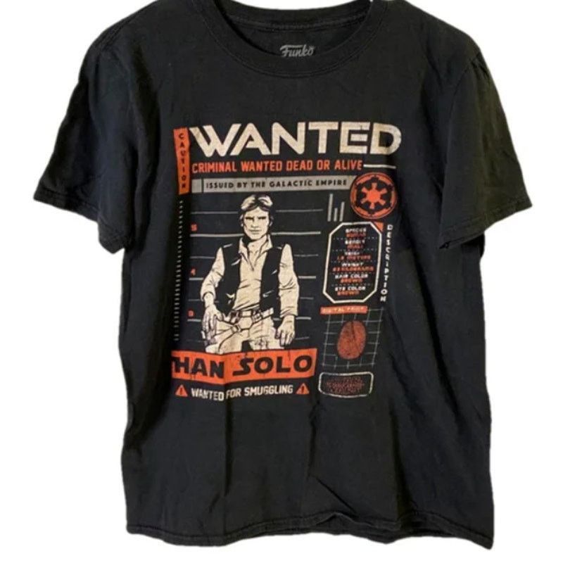 Disney Funko Star Wars Han Solo Wanted Poster Graphic Tee Black S Size US S / EU 44-46 / 1 - 2 Thumbnail