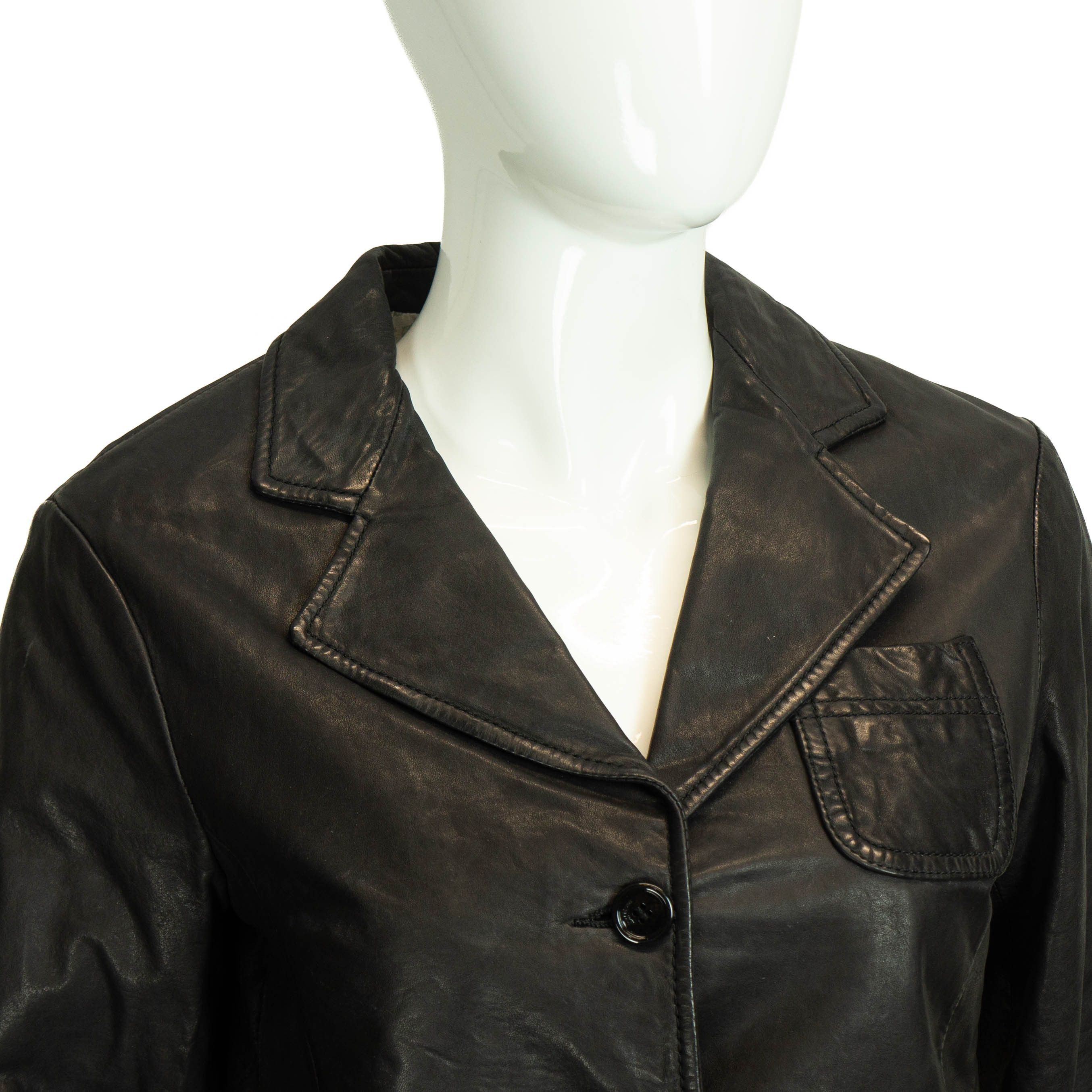John Galliano JOHN GALLIANO Women Black Leather Jacket Size M / US 6-8 / IT 42-44 - 3 Thumbnail